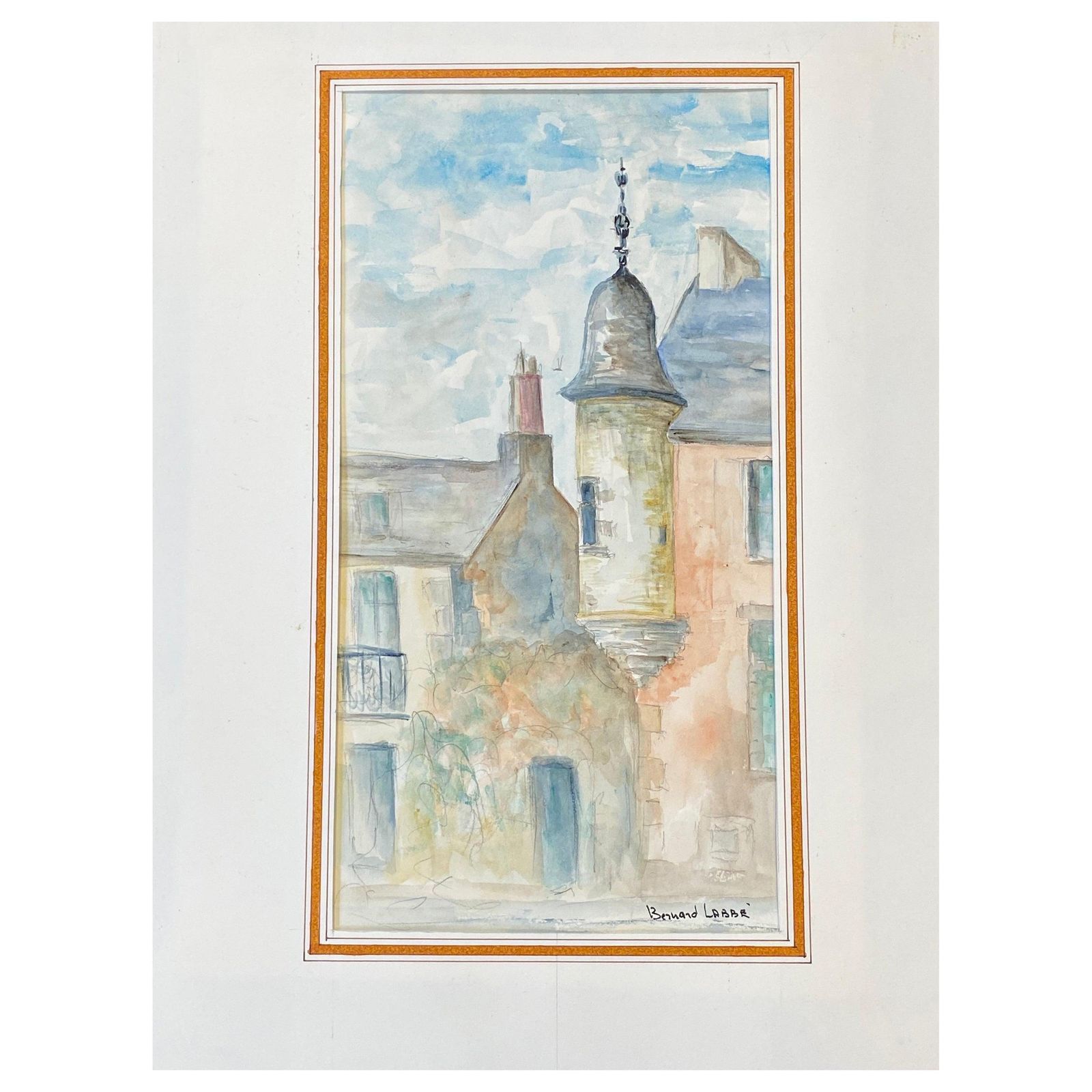 Unknown1950's French Modernist/ Cubist Painting Signed, Light Colour French Buildings1950