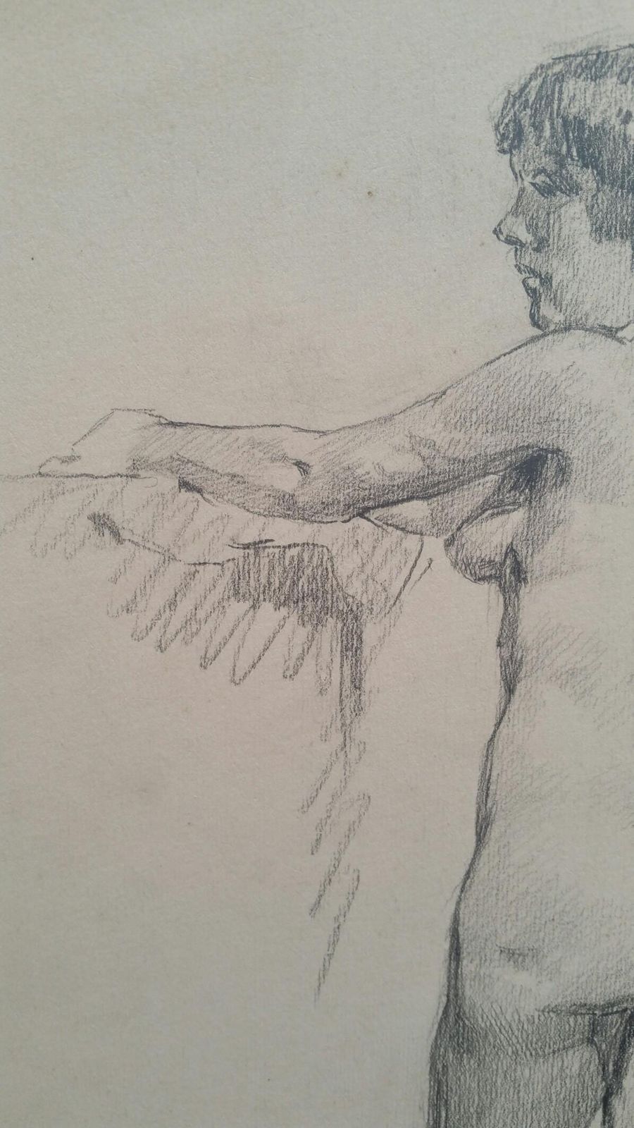 Unknownenglish Graphite Portrait Sketch Of Female Nude, Standingcirca 1880 1905 photo vintage