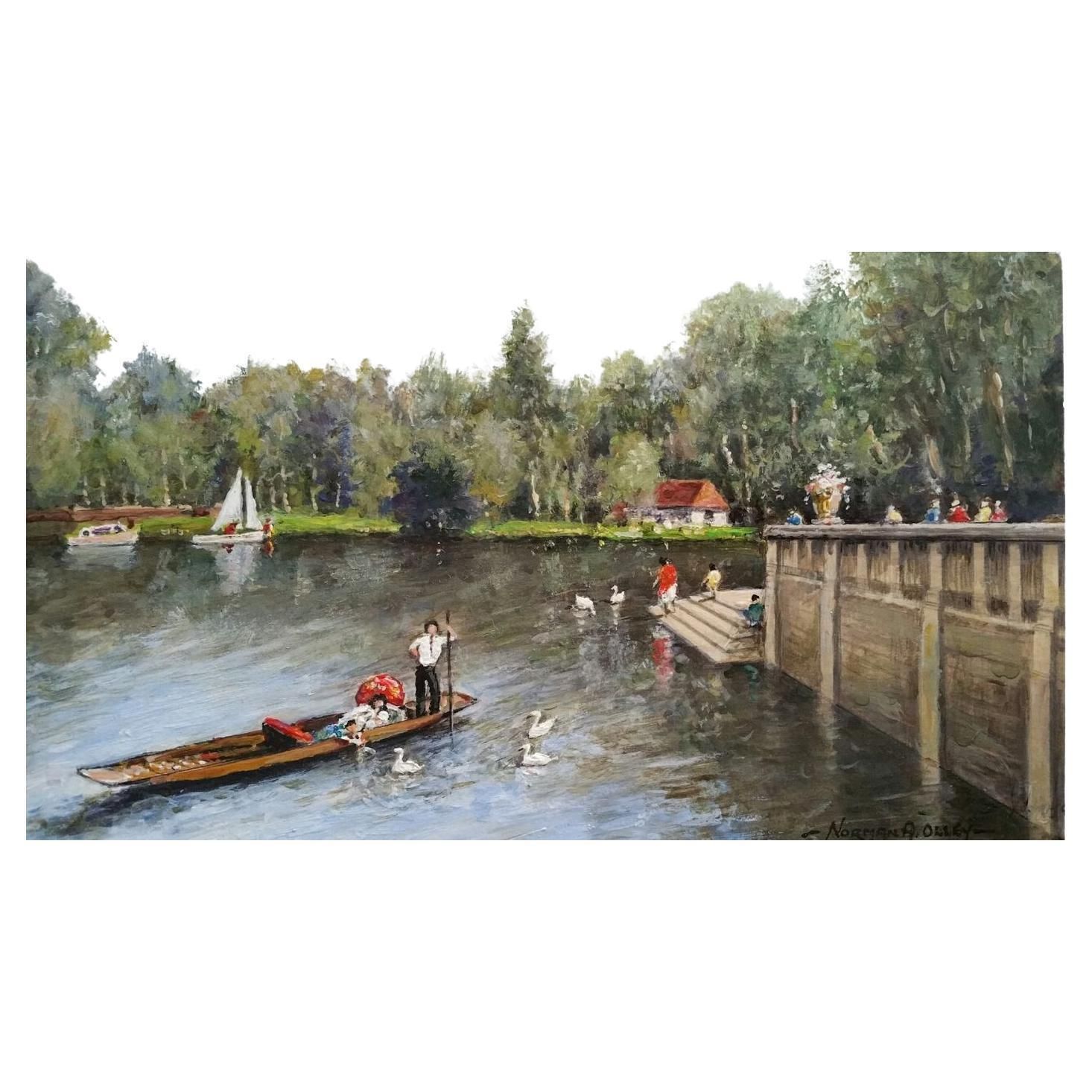 English  Schooltraditional English Painting The Italian Lake, Hever Castle, Kent England20th Century