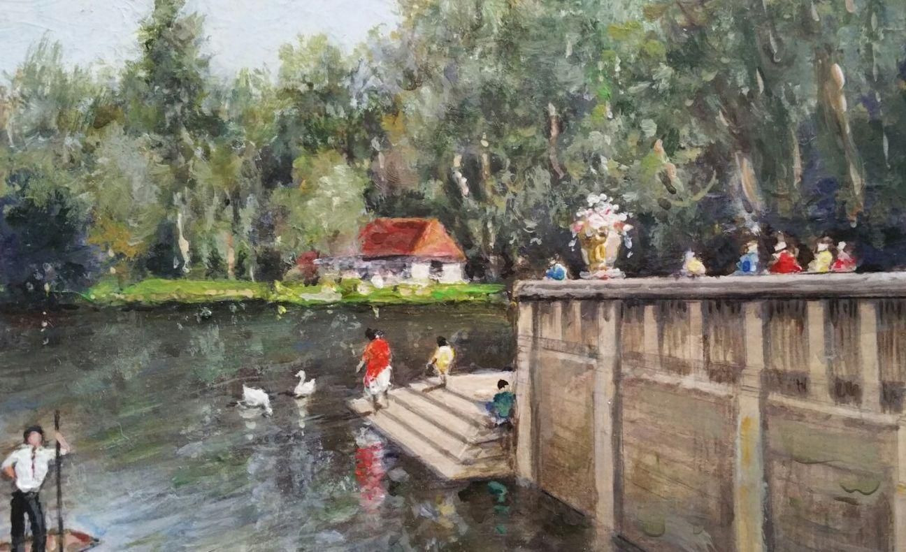 English  Schooltraditional English Painting The Italian Lake, Hever Castle, Kent England20th Century photo 504.0
