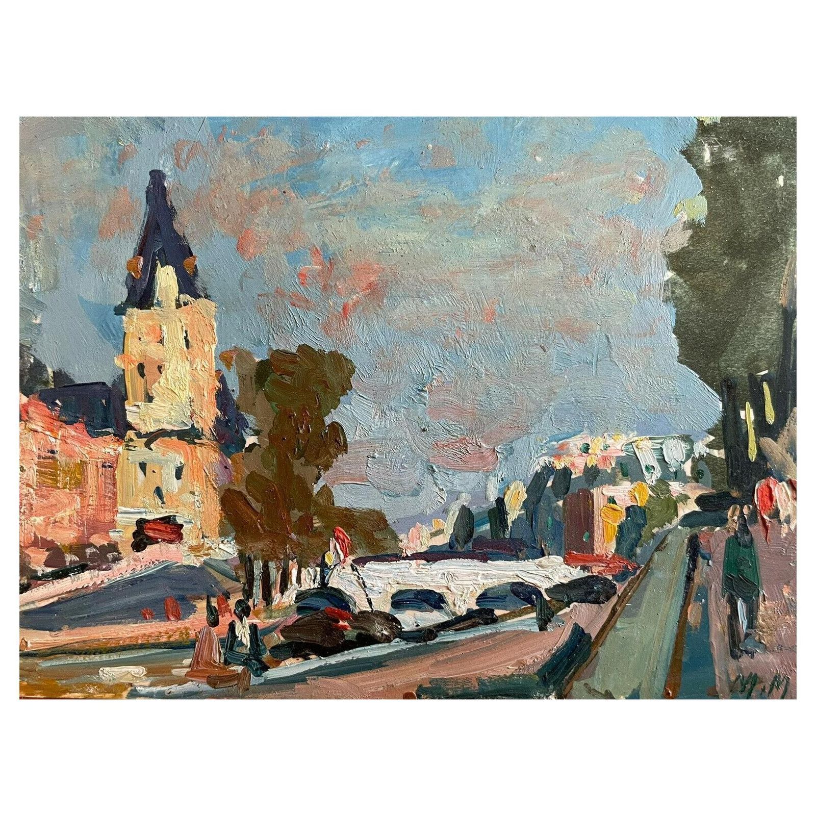 Unknownmaurice Mazeilie, French Impressionist Signed Oil, Paris View River Seine20th Century