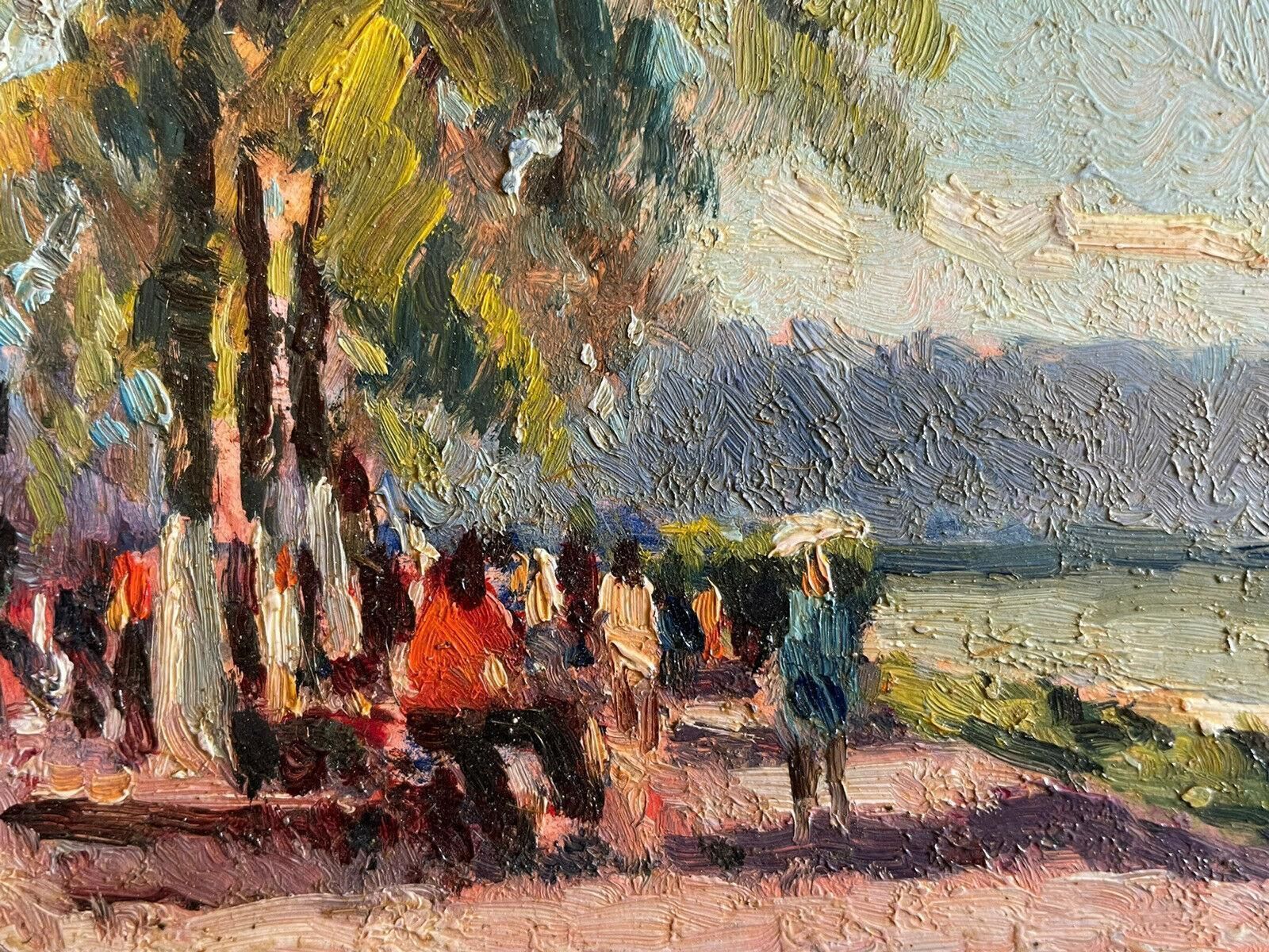 Unknownmaurice Mazeilie, French Impressionist Signed Oil, Figures On Sea Promenad20th Century photo furniture
