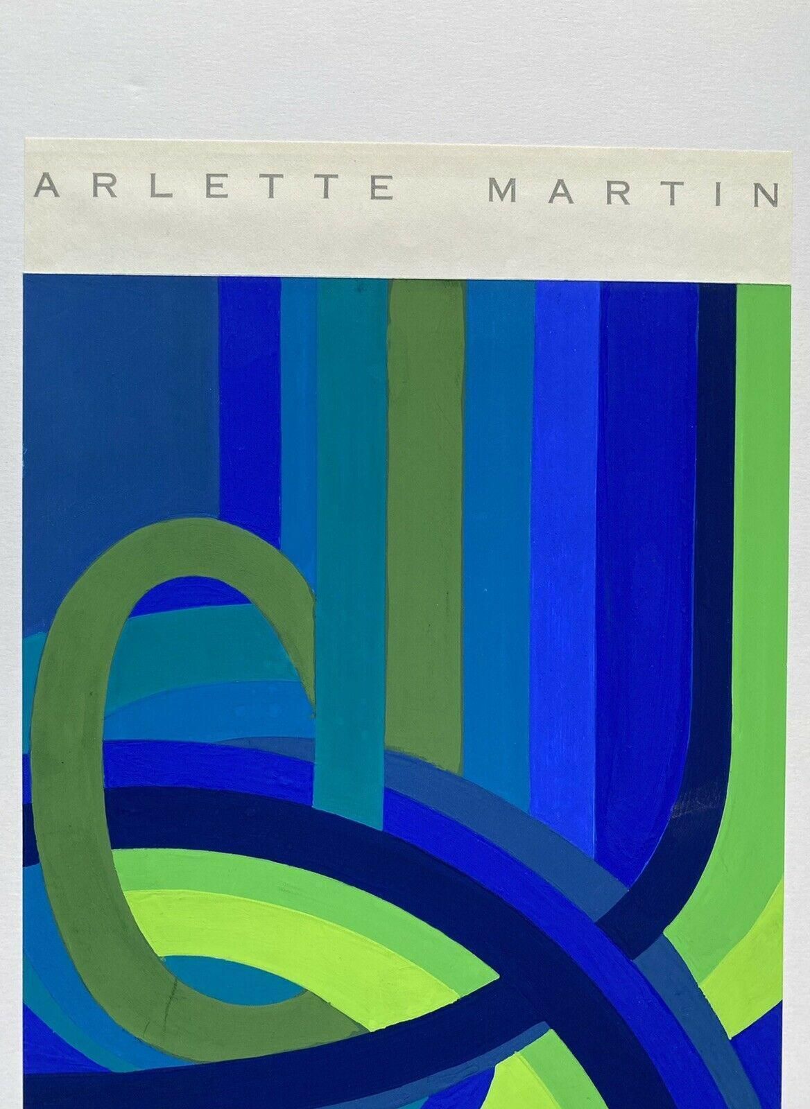 Unknownarlette Martin French Geometric Abstract Painting, Blue & Green Design20th Century photo for sale