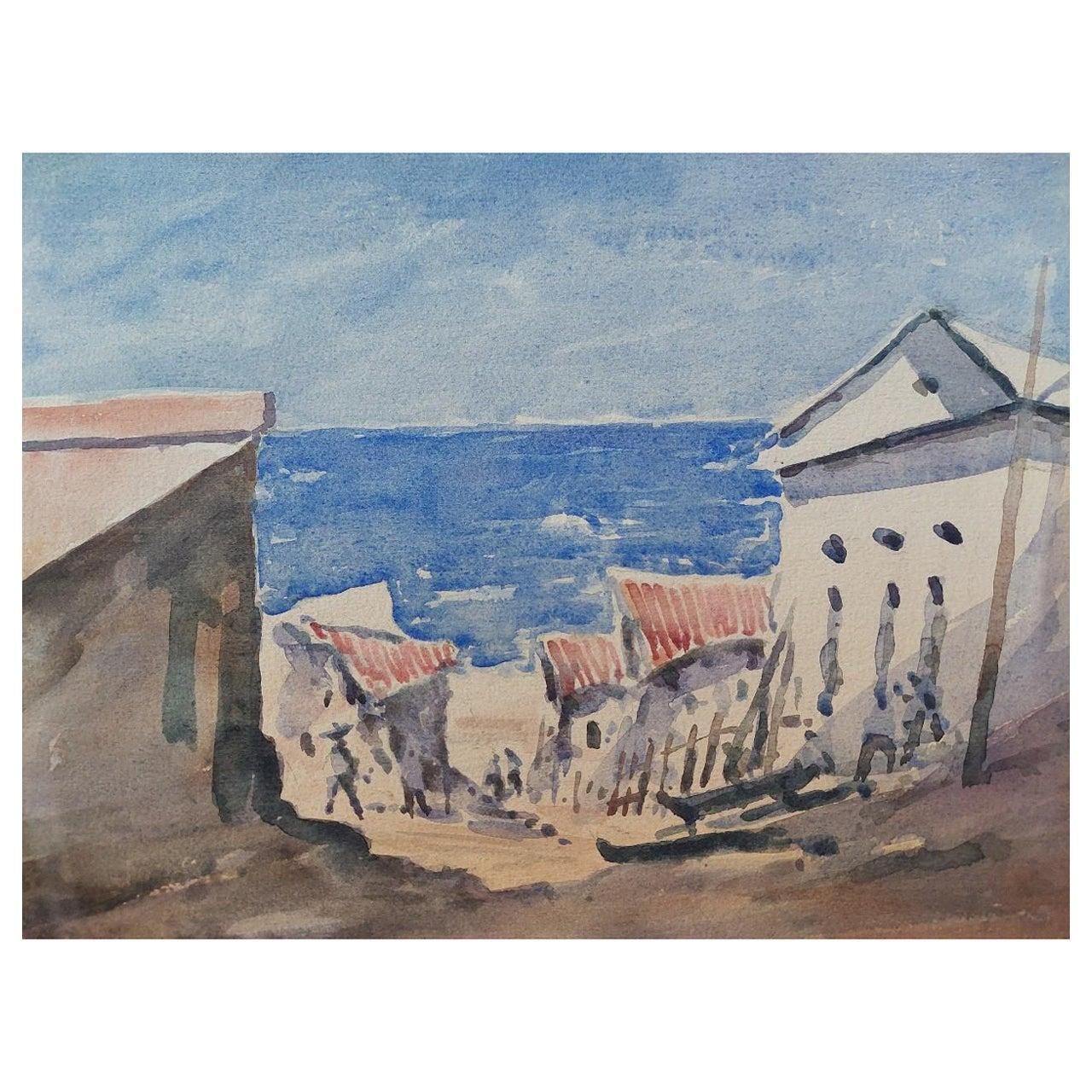 Unknownfrench Modernist Cubist Painting Path To The Beach20th Century
