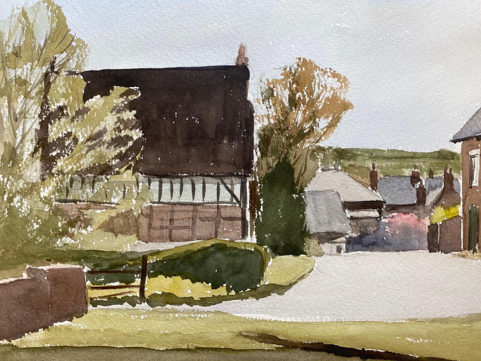 Unknownenglish Rural Country Village, Signed Original British Watercolour Paintingcirca 1970s photo for sale