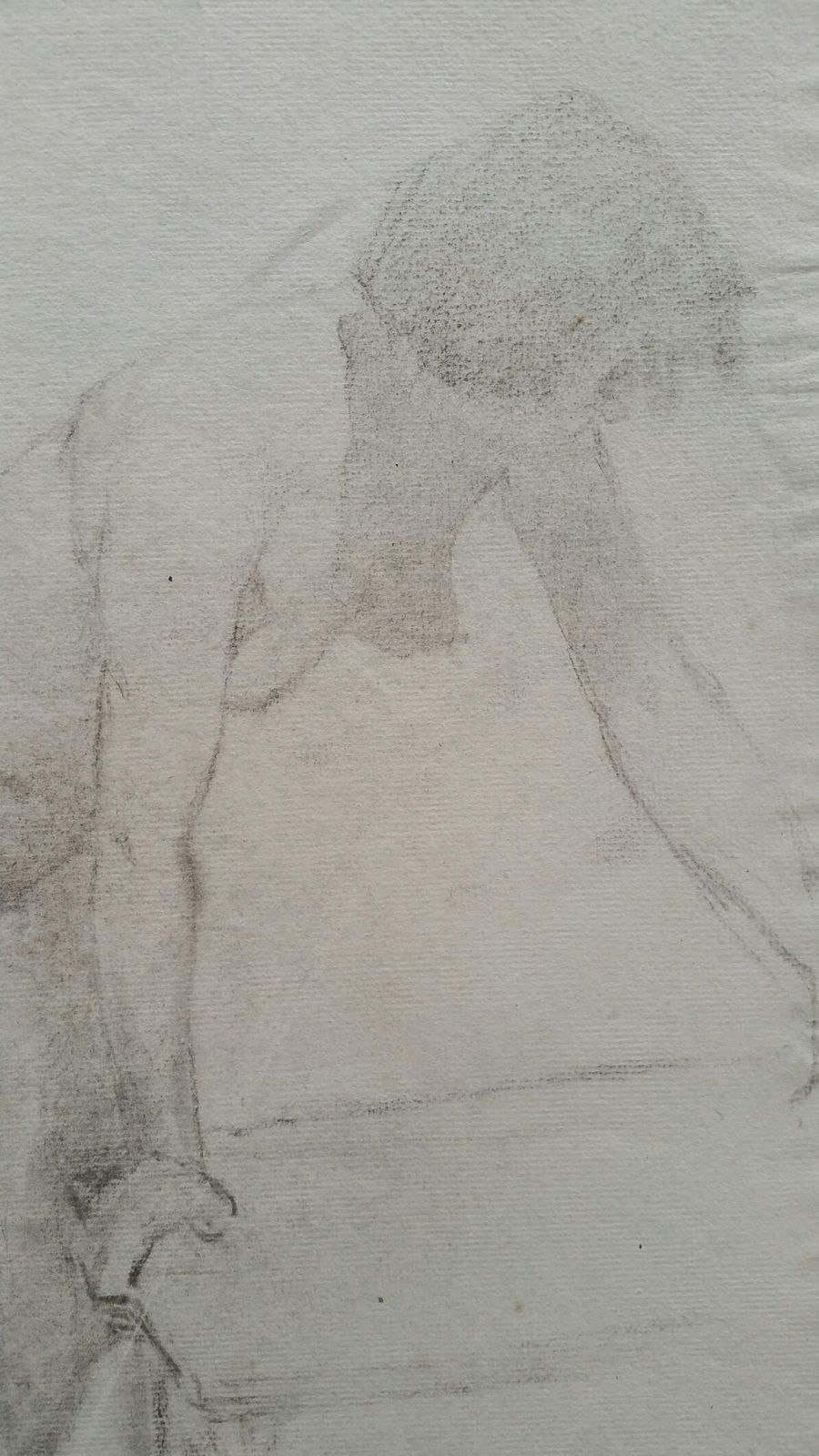 Unknownenglish Graphite Portrait Sketch Of Female Nude, Leaningcirca 1880 1905 photo for sale
