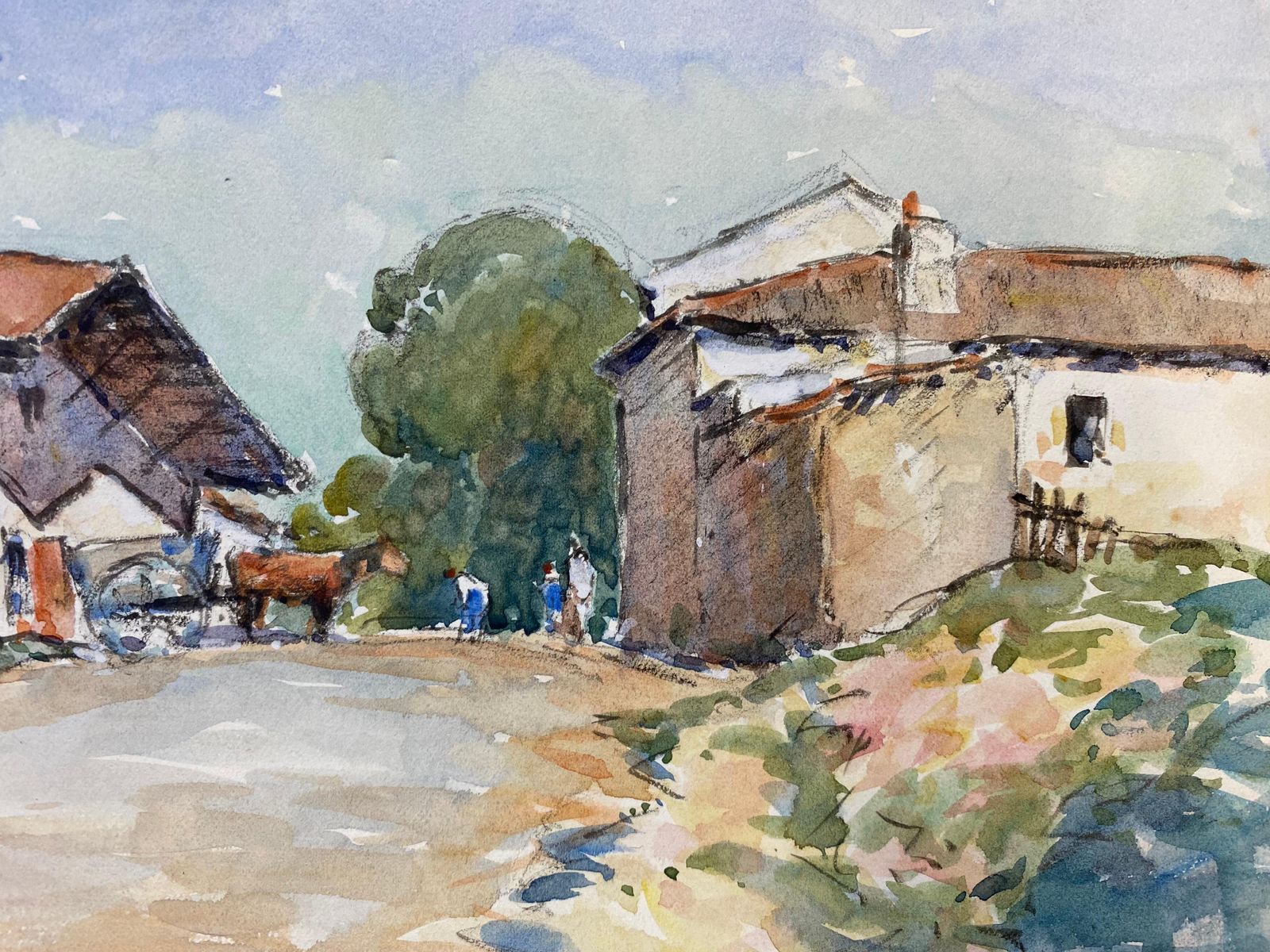 Unknowncamille Meriot French Signed Watercolour Painting, Farmyard Landscapecirca 1940s photo vinterior