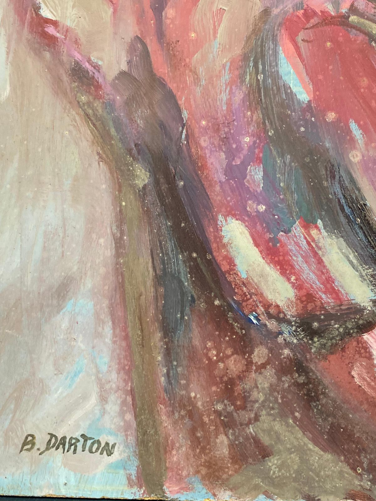 Unknownsigned Large 1960's British Original Oil Painting, Figures Readingcirca 1960s photo 765.0
