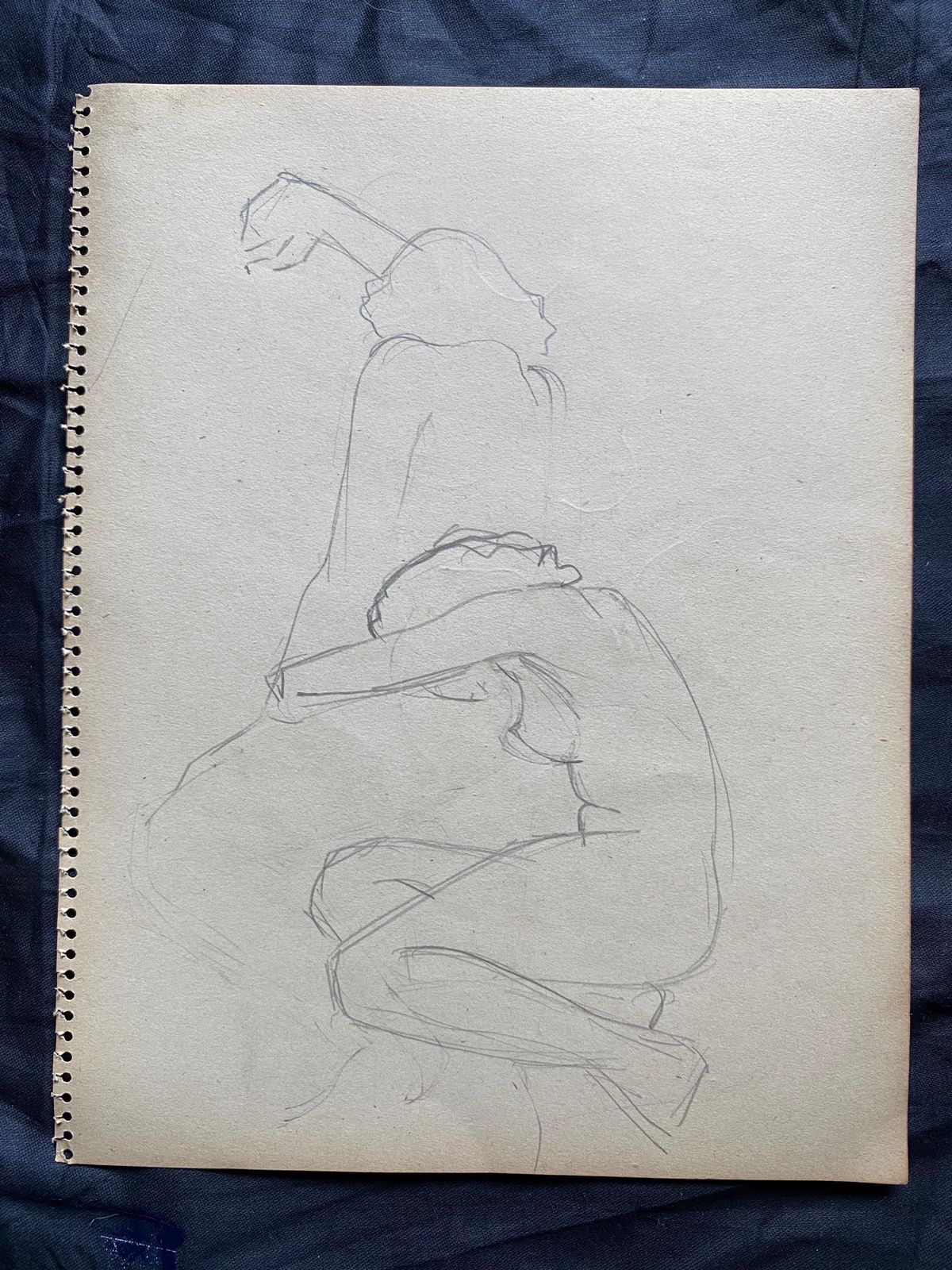 Unknownmid 20th Century French Original Line Drawing Sketch Nude Lady, Stampedmid 20th Century photo for sale