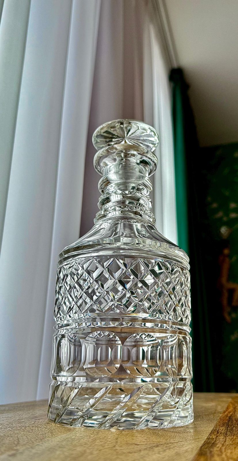 William IV Anglo Irish Cut Glass Decanter, Hand Cut With Mushroom Stopper, C.1835 photo furniture