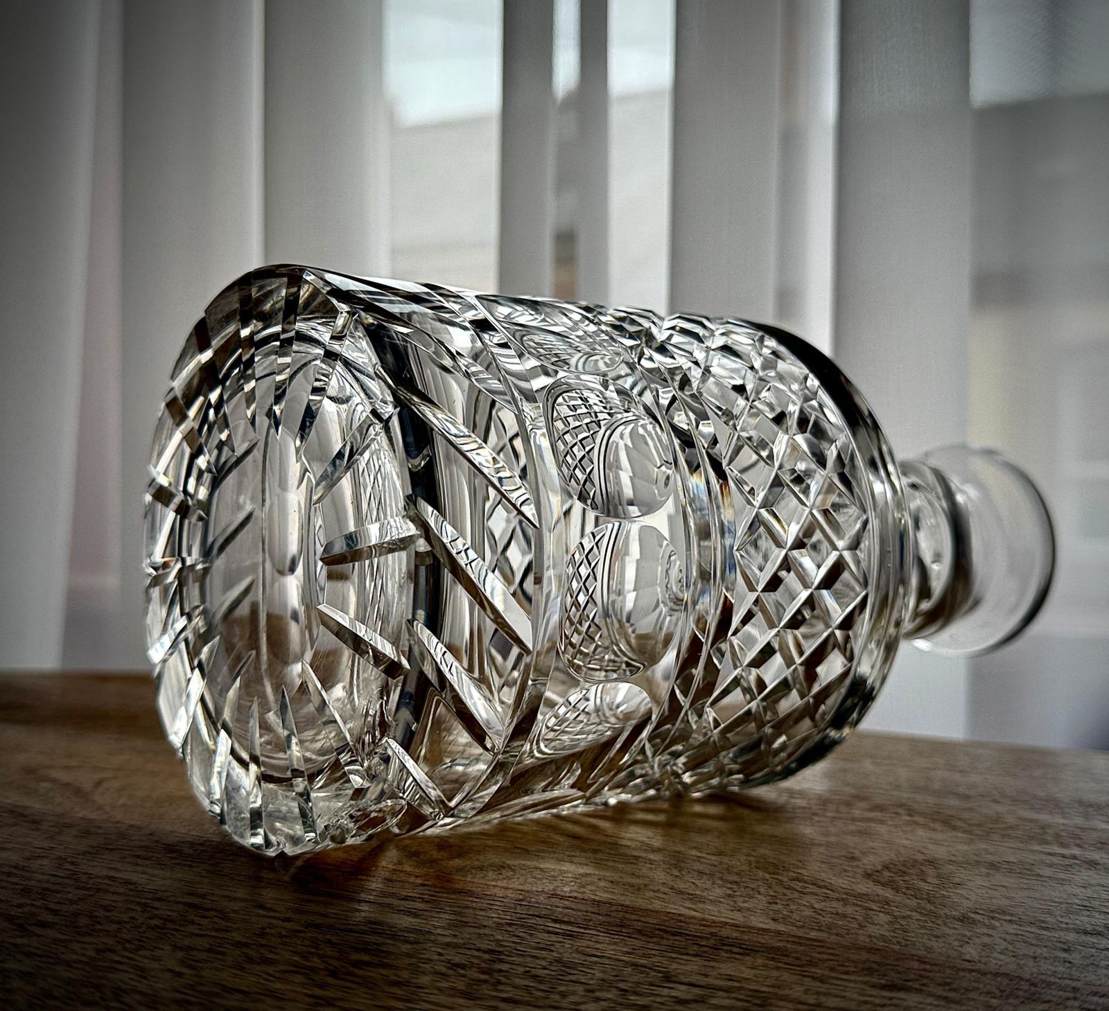 photo for sale William IV Anglo Irish Cut Glass Decanter, Hand Cut With Mushroom Stopper, C.1835
