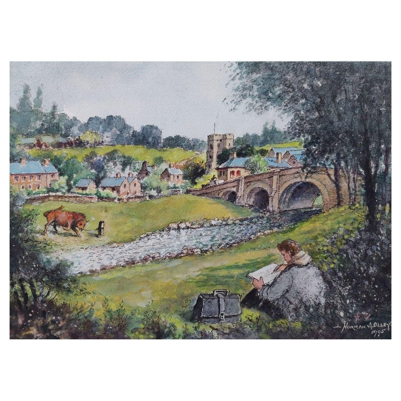 English  School19th Century Traditional English Painting Of An Artist Sketching In Yorkshire20th Century
