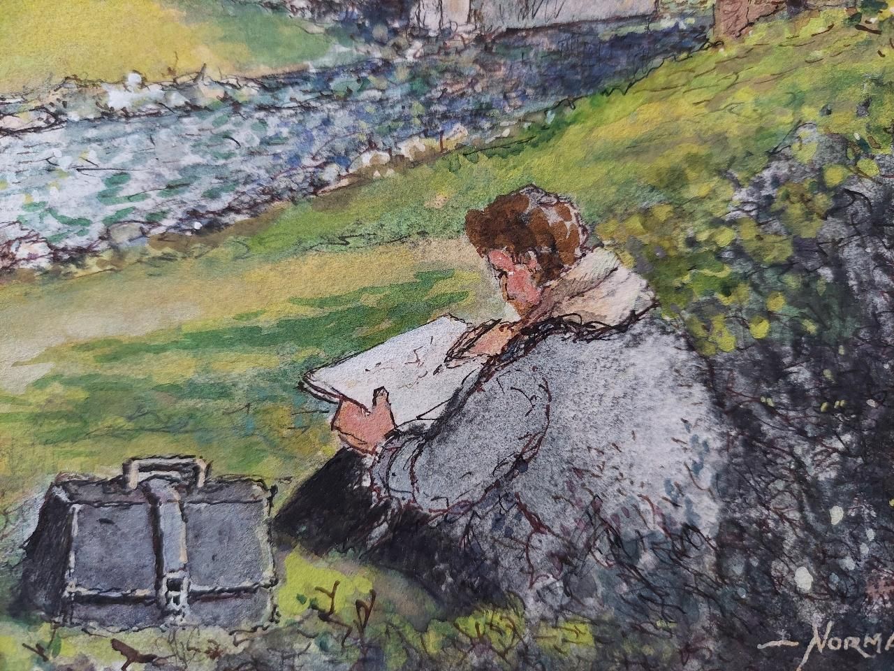 English  School19th Century Traditional English Painting Of An Artist Sketching In Yorkshire20th Century photo 611.0