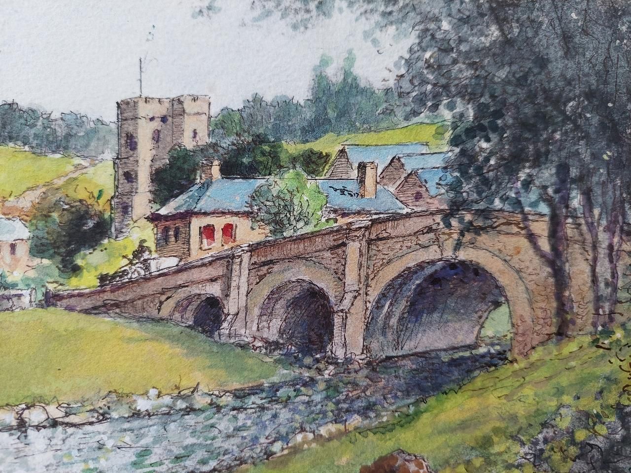 English  School19th Century Traditional English Painting Of An Artist Sketching In Yorkshire20th Century photo vinterior