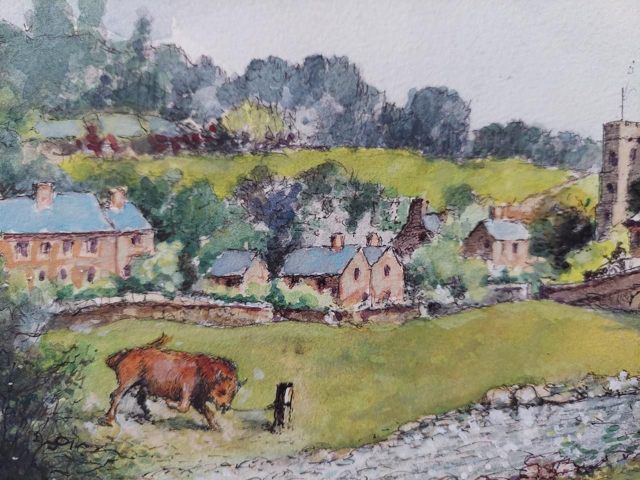 English  School19th Century Traditional English Painting Of An Artist Sketching In Yorkshire20th Century photo vintage