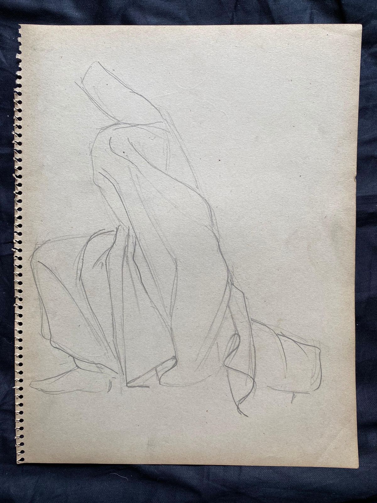 Unknownmid 20th Century, French Original Line Drawing Sketch Nude Lady, Stampedmid 20th Century photo for sale