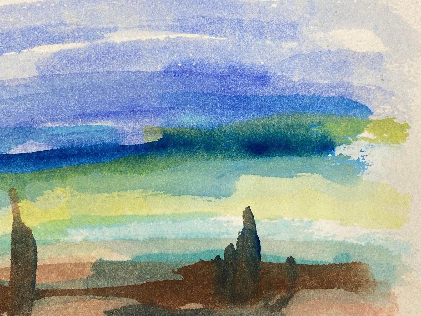 Akos Birocolourful Provence Sky, French Expressionist Original Paintingcirca 1980s photo furniture