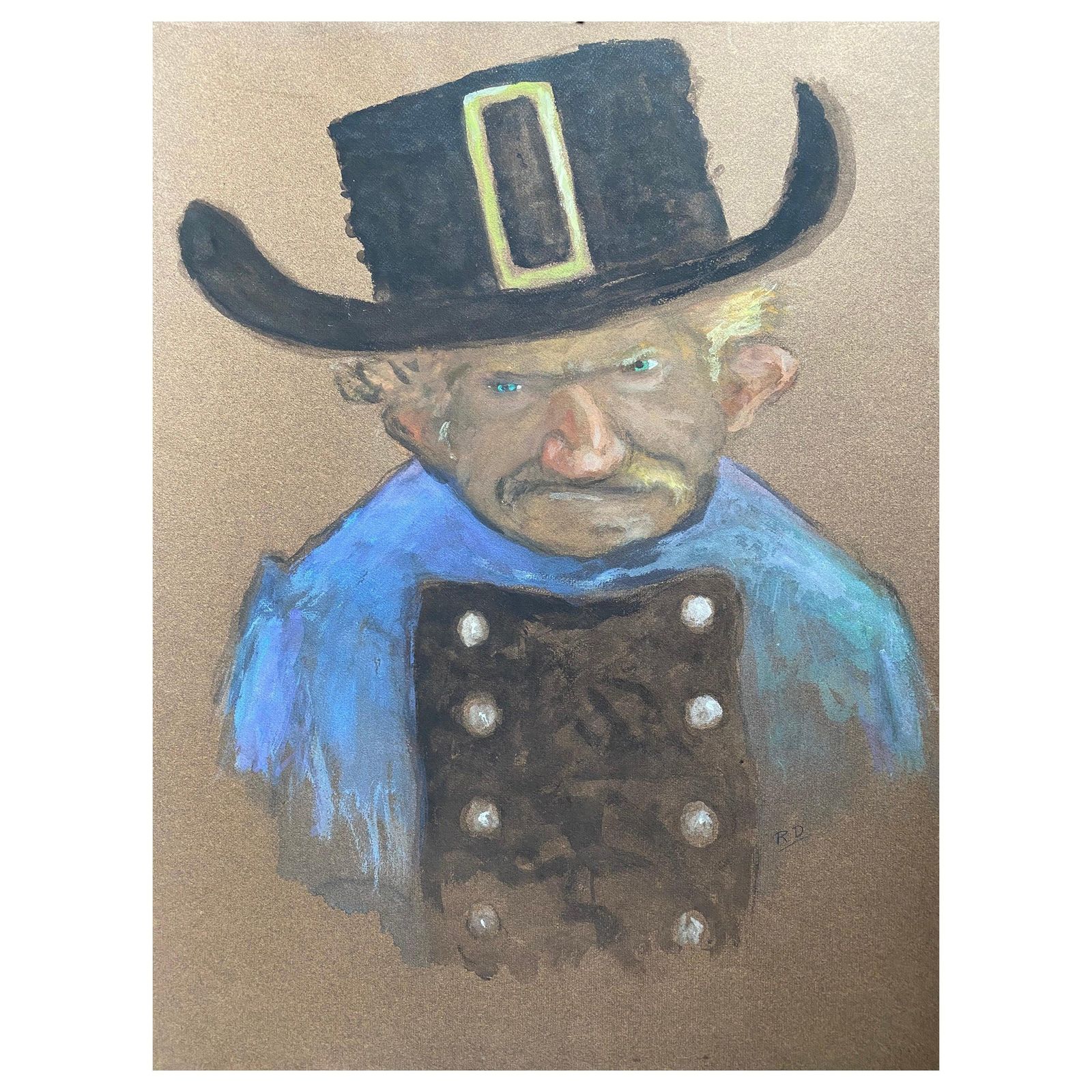 Unknown1960's French Portrait Grumpy Man Caricaturecirca 1960s