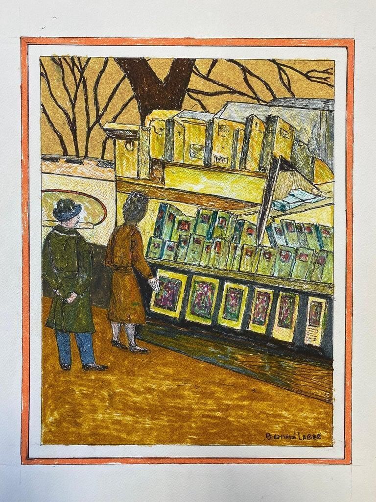 Unknown1950's French Modernist / Cubist Painting Signed, Parisian Market Stall1950 photo furniture