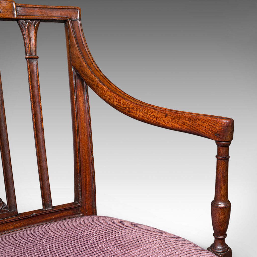 Antique Morning Room Chair English Desk Elbow Seat Sheraton Taste Georgian photo vintage