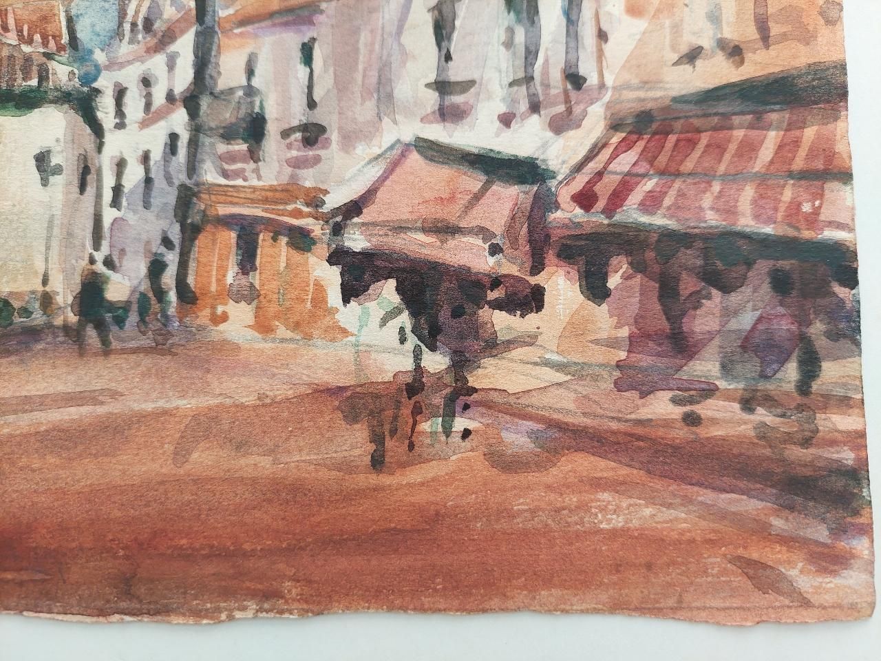 Maurice Mazeiliefrench, Modernist Cubist Painting Bustling Paris Street Scene20th Century photo Art