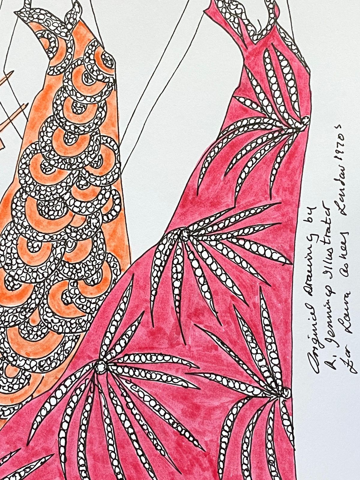 Unknownoriginal Fashion Design Illustration Watercolor Painting Laura Ashley Designercirca 2000s photo for sale