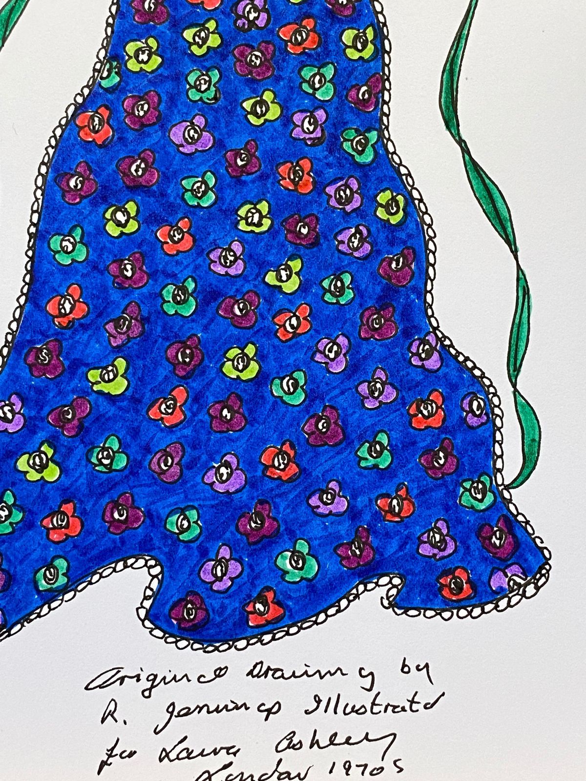 Unknownoriginal Fashion Design Illustration Watercolor Painting Laura Ashley Designercirca 2000s photo for sale