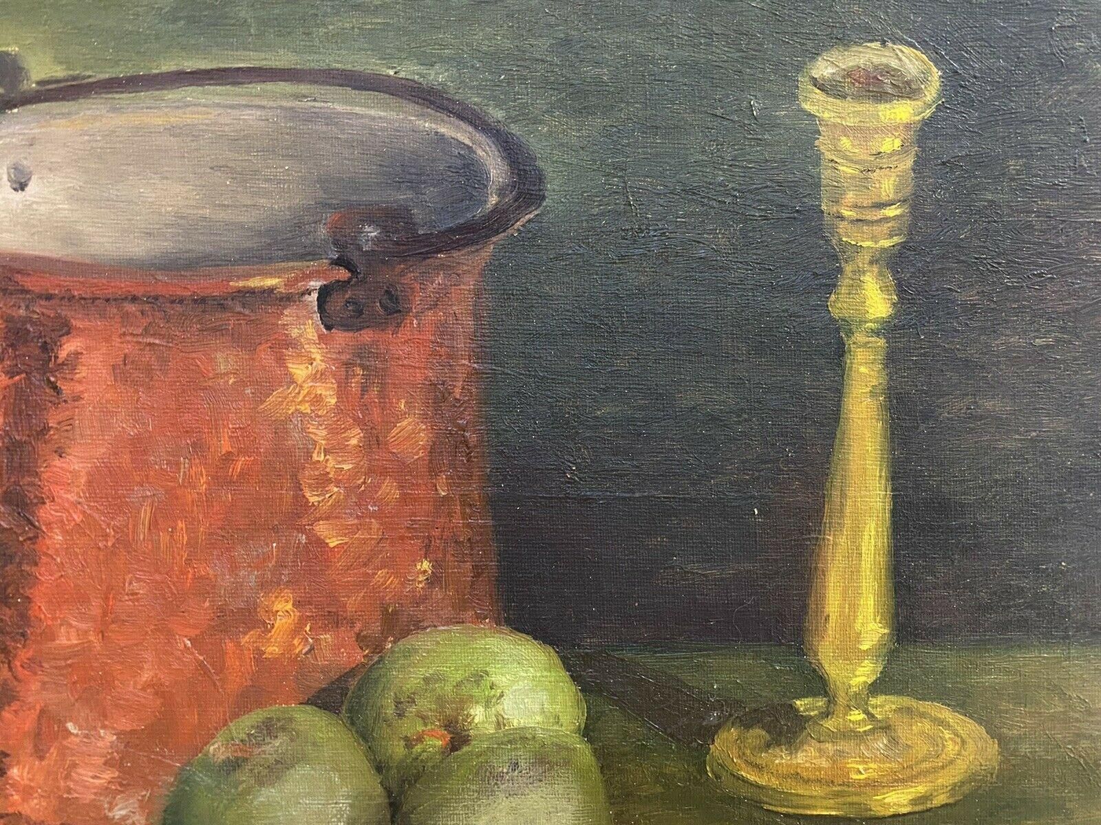 Unknownfernand Audet '1923 2016' French Impressionist Oil, Still Life Apples / Kitchenmid 20th Century photo furniture