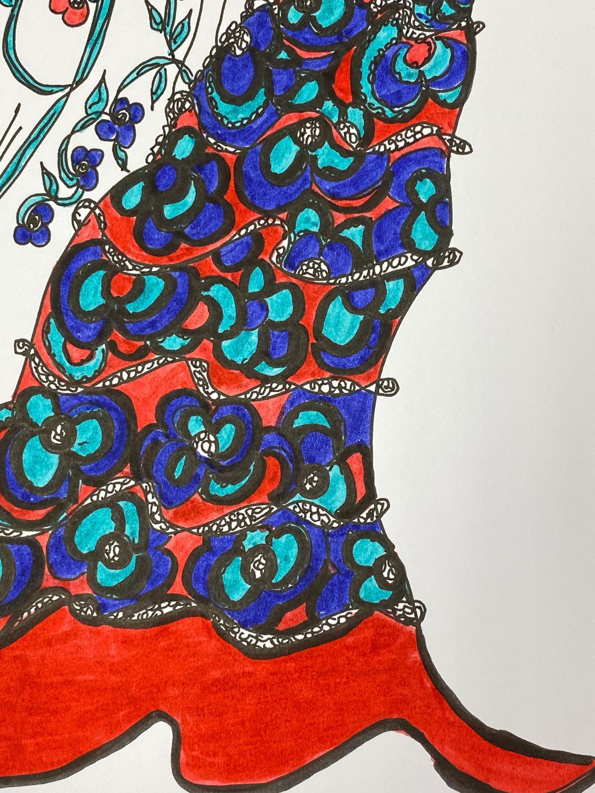 Unknownoriginal Fashion Design Illustration Watercolor Painting Laura Ashley Designercirca 2000s photo for sale