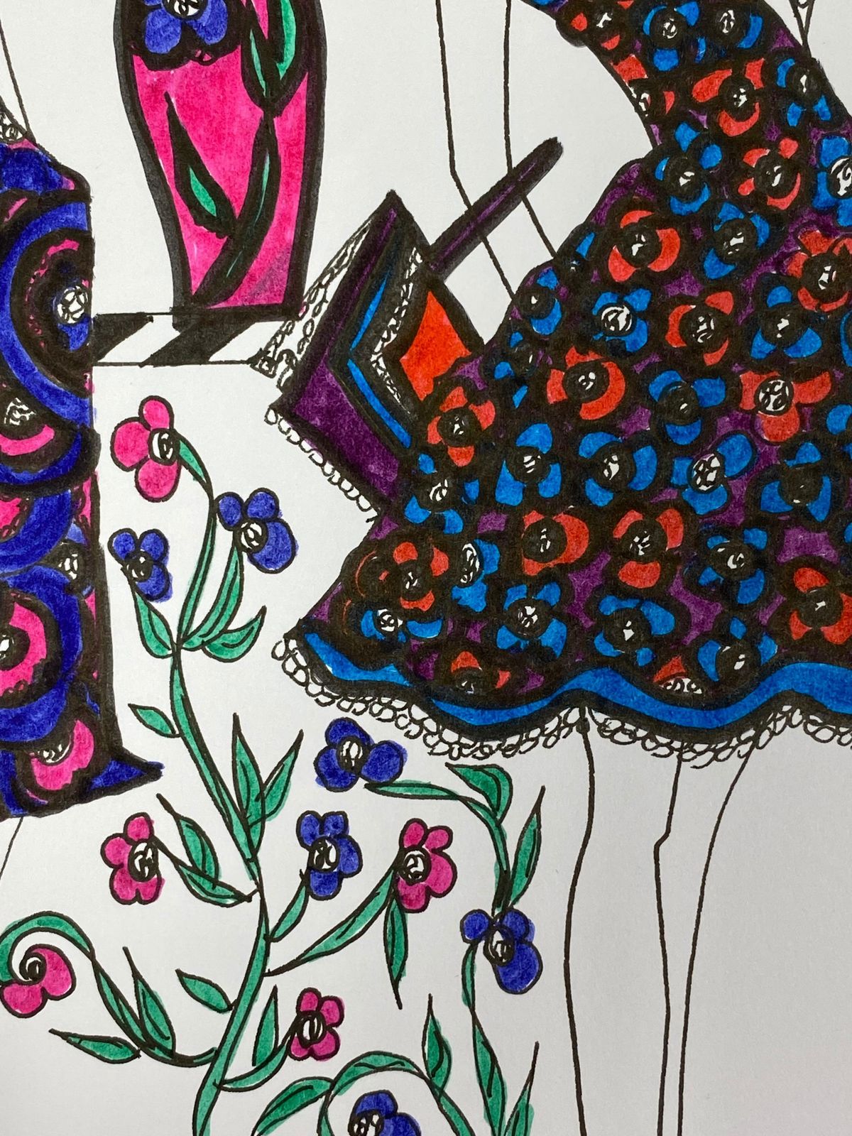 Unknownoriginal Fashion Design Illustration Watercolor Painting Laura Ashley Designercirca 2000s photo vintage