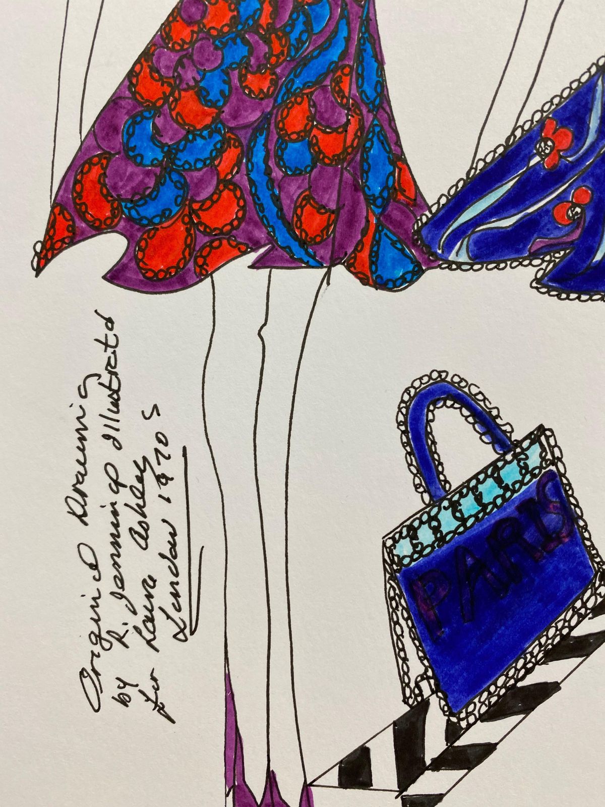 Unknownoriginal Fashion Design Illustration Watercolor Painting Laura Ashley Designercirca 2000s photo Art