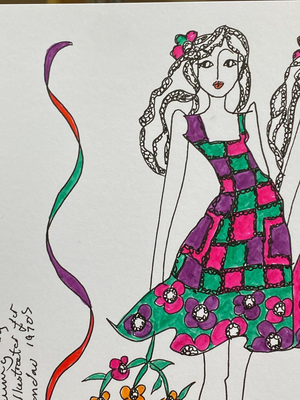 Unknownoriginal Fashion Design Illustration Watercolor Painting Laura Ashley Designercirca 2000s photo 99.0