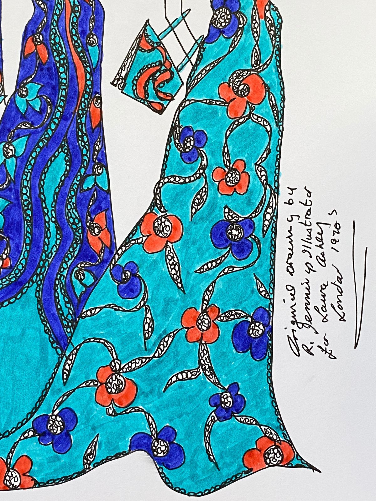 Unknownoriginal Fashion Design Illustration Watercolor Painting Laura Ashley Designercirca 2000s photo furniture