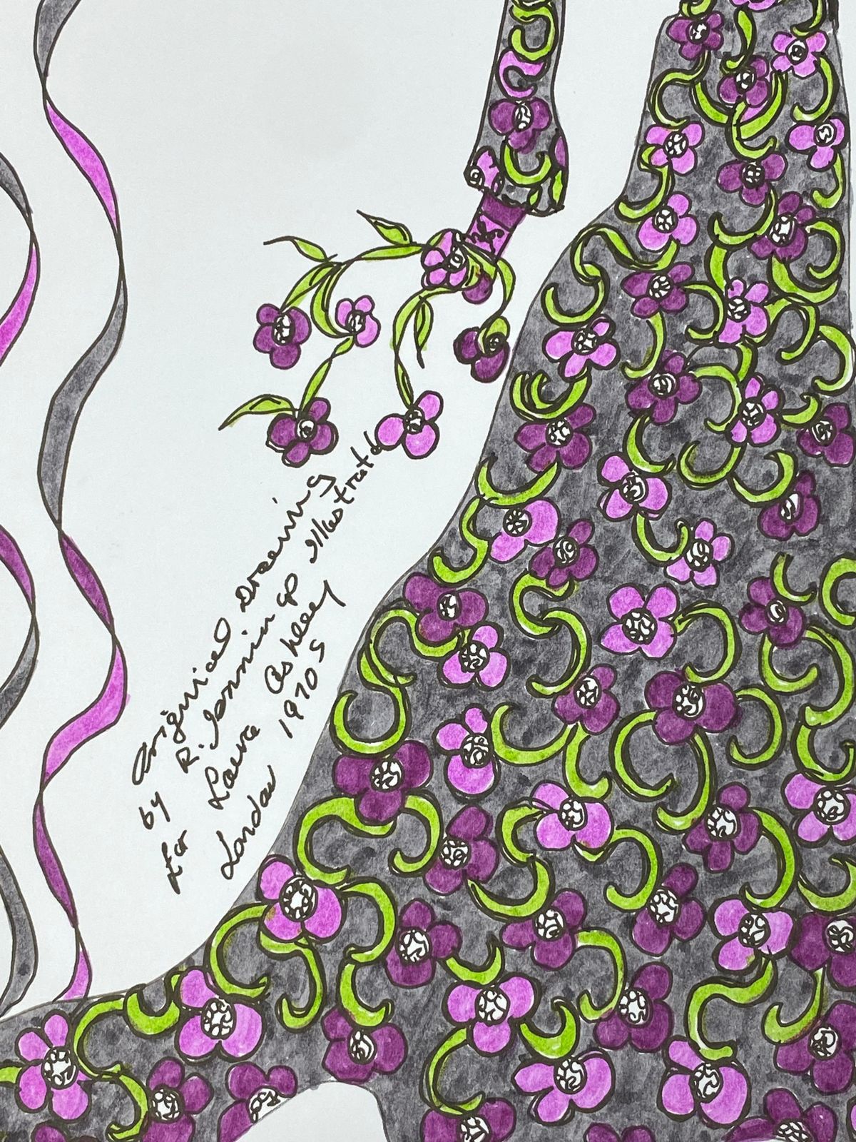 Unknownoriginal Fashion Design Illustration Watercolor Painting Laura Ashley Designercirca 2000s photo furniture