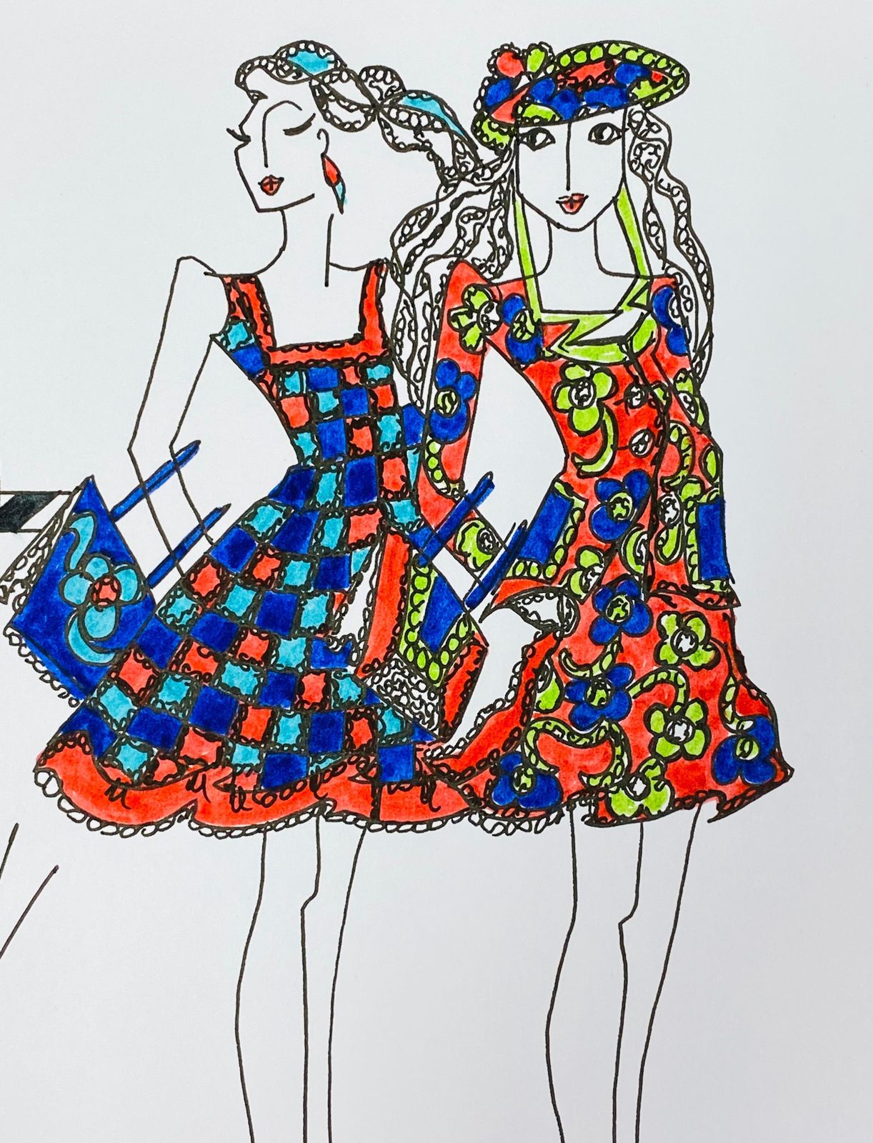 Unknownoriginal Fashion Design Illustration Watercolor Painting Laura Ashley Designercirca 2000s photo furniture