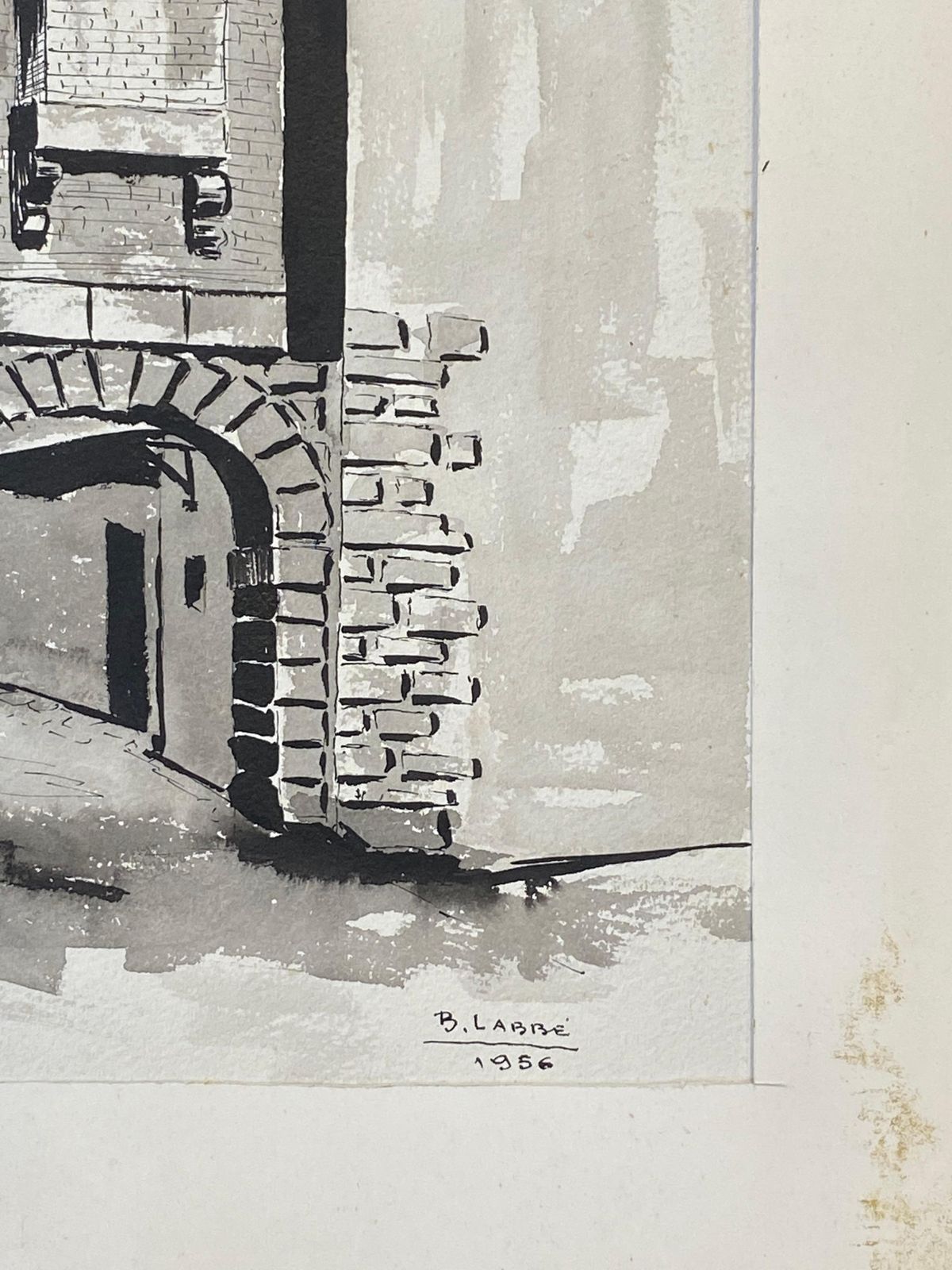 Unknown1950's French Modernist/ Cubist Painting Signed, Black & White French Archway1950s photo for sale
