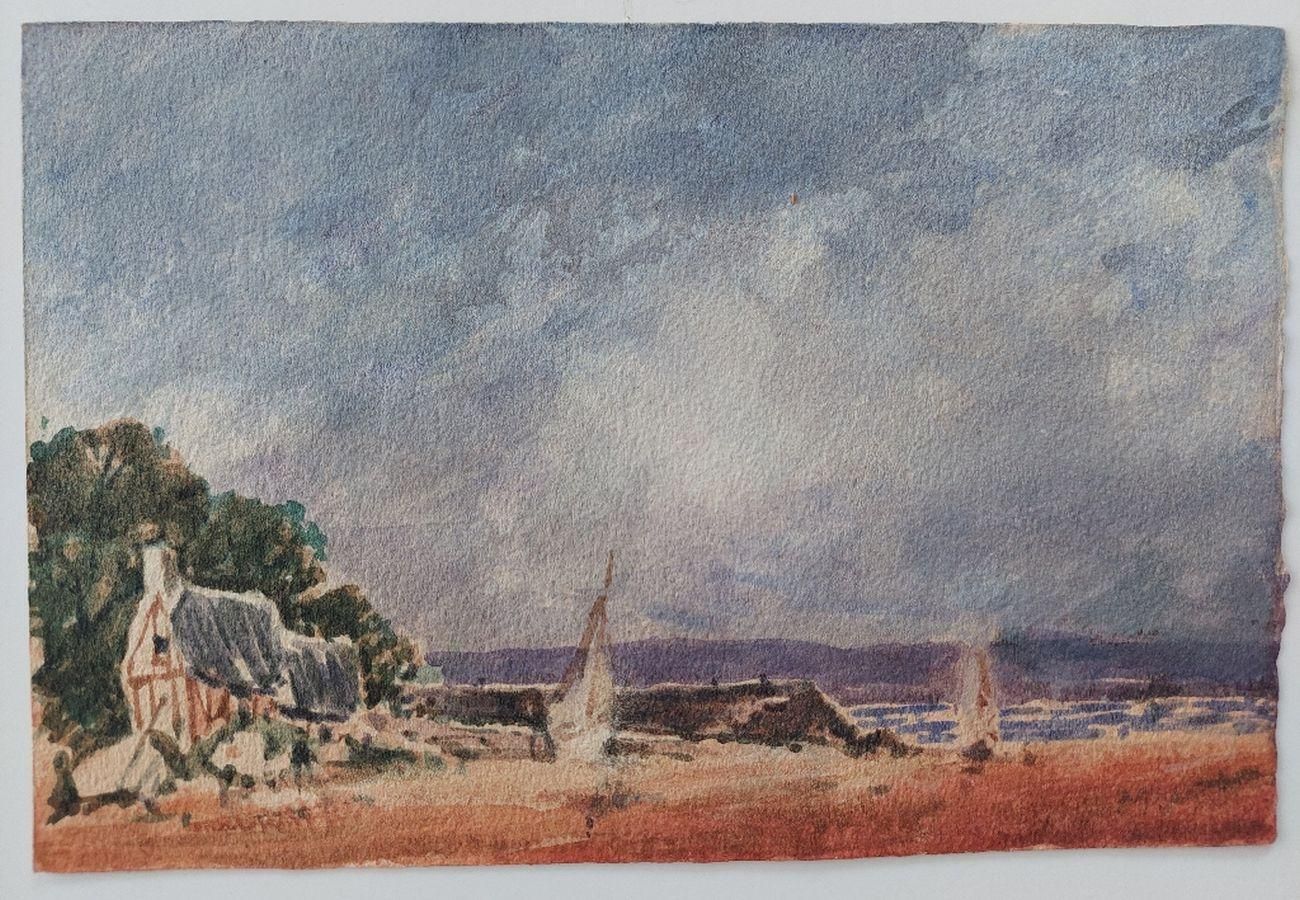 Unknownfrench Modernist Cubist Painting Sailboats On The Coast20th Century photo furniture