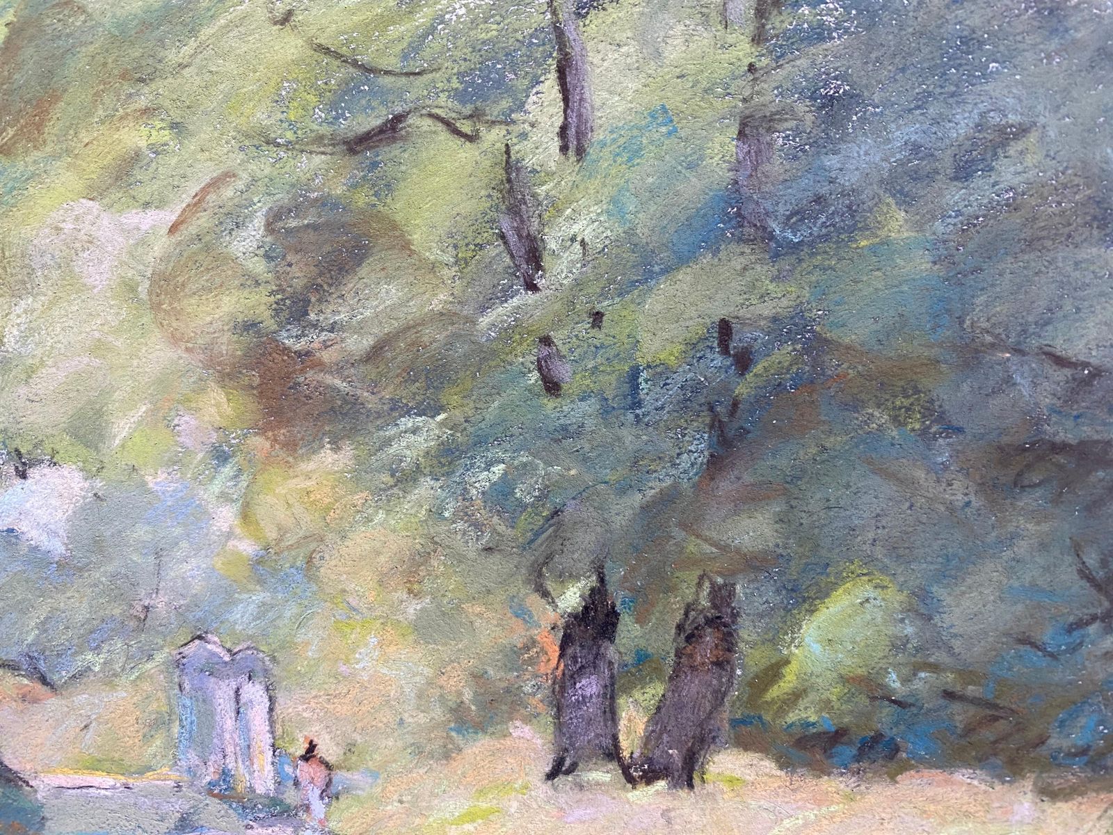 Unknowncamille Meriot, Pastel French Impressionist Sunlit Country Tranquil Lanecirca 1940s photo 305.0