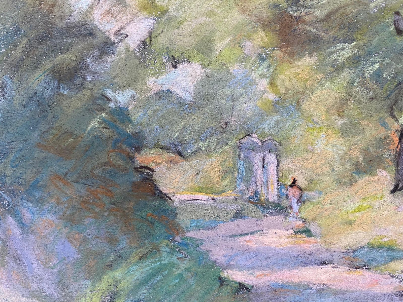 Unknowncamille Meriot, Pastel French Impressionist Sunlit Country Tranquil Lanecirca 1940s photo vinterior