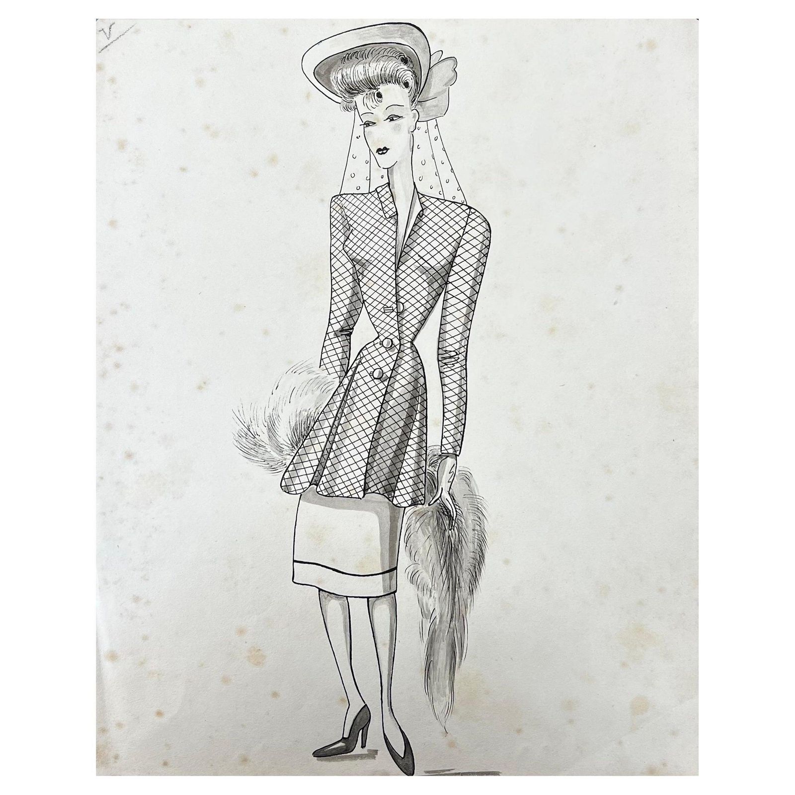 Unknown1940's Fashion Illustration, Chic Ladycirca 1940s