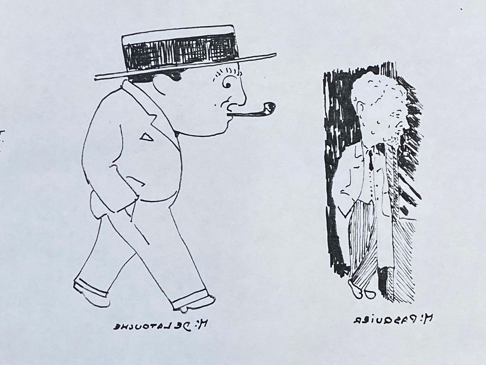 Unknown1950's French Modernist/ Cubist Signed Painting, Three Men Smoking Illustration1950 photo for sale