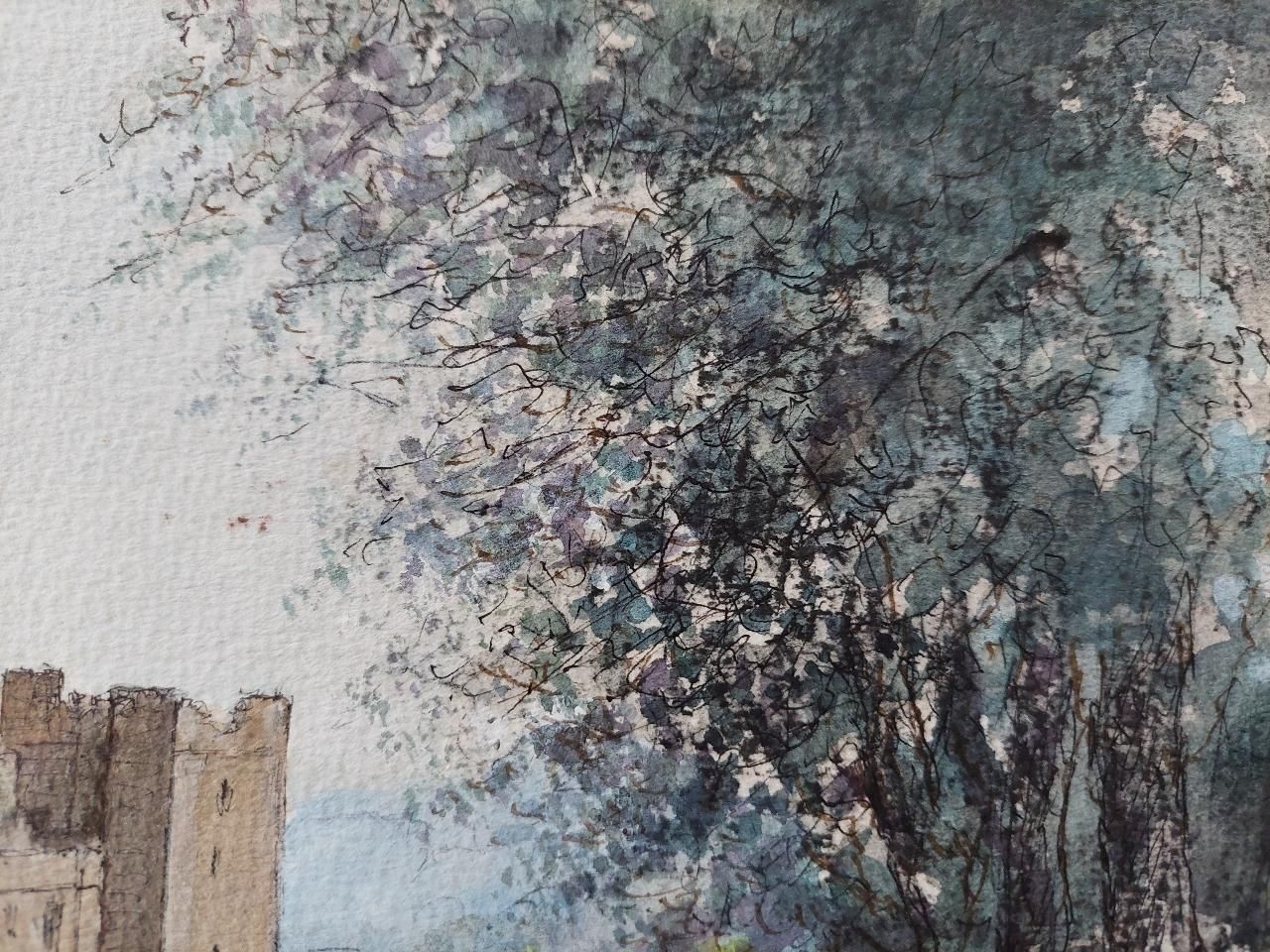 English  Schooltraditional English Painting Bolton Castle In Yorkshire, England20th Century photo vintage