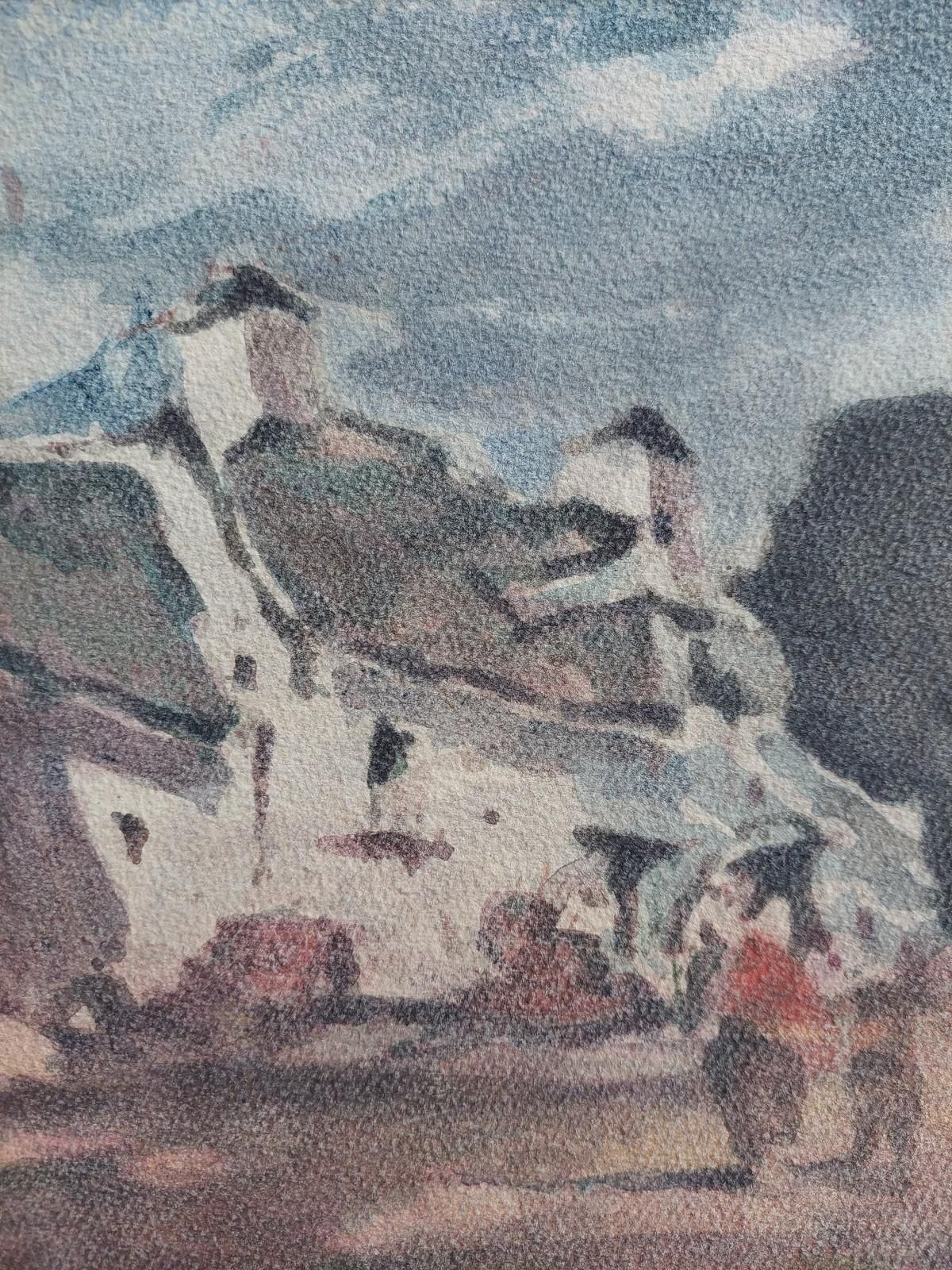 Unknownfrench Modernist Cubist Painting Figures In A Village20th Century photo 280.0