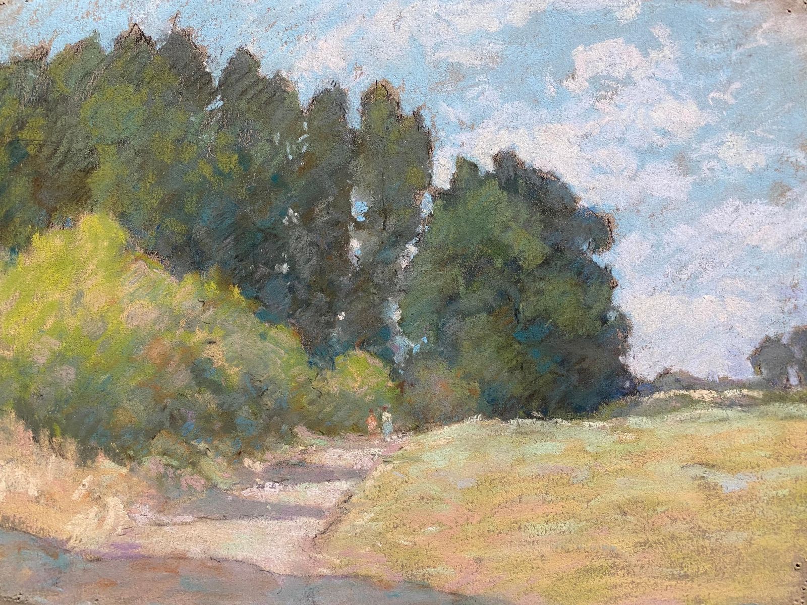 Unknown1940's French Impressionist Pastel Sunlit Countryside Pathway By Woodscirca 1940s photo furniture