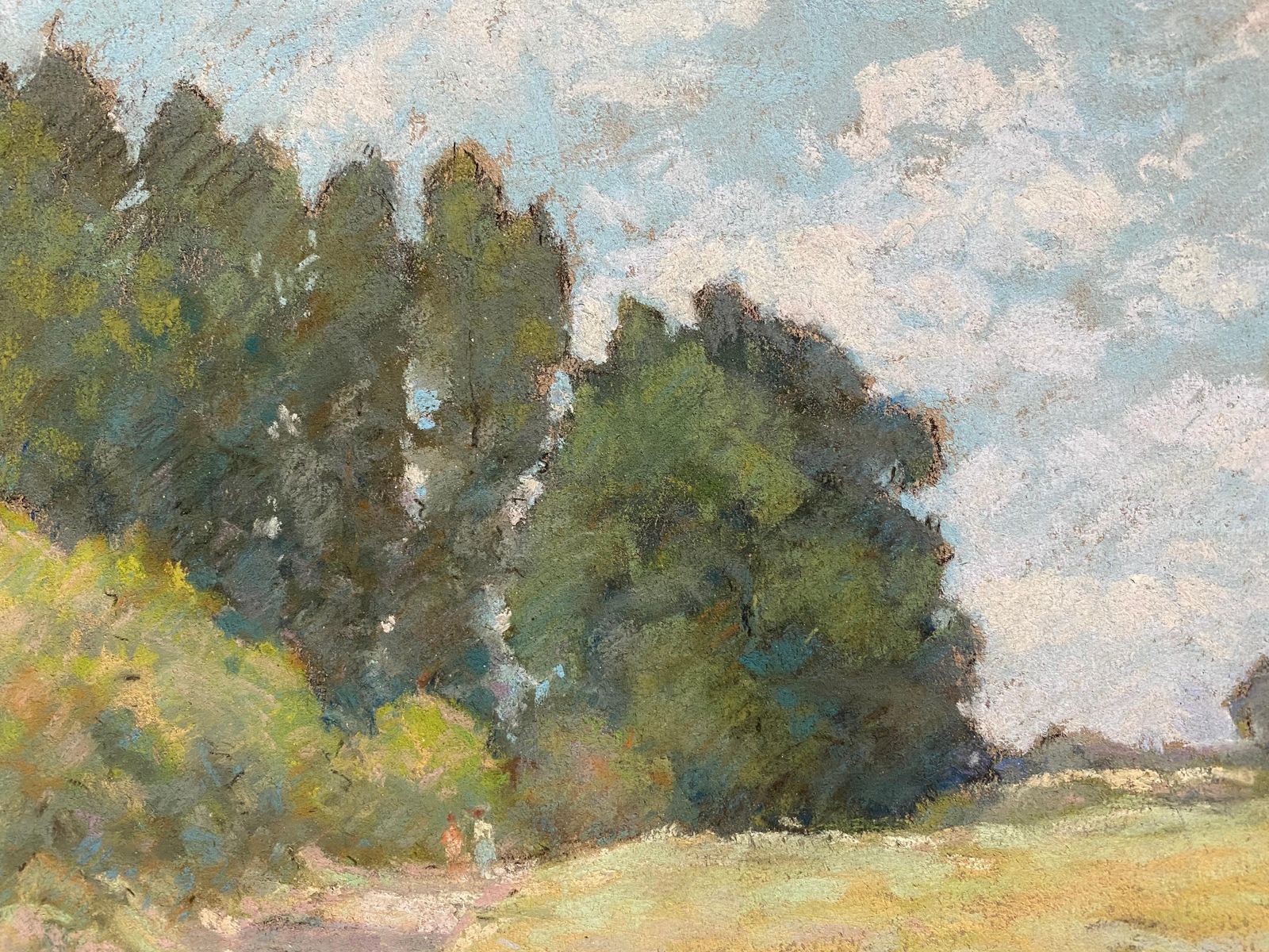 Unknown1940's French Impressionist Pastel Sunlit Countryside Pathway By Woodscirca 1940s photo buy