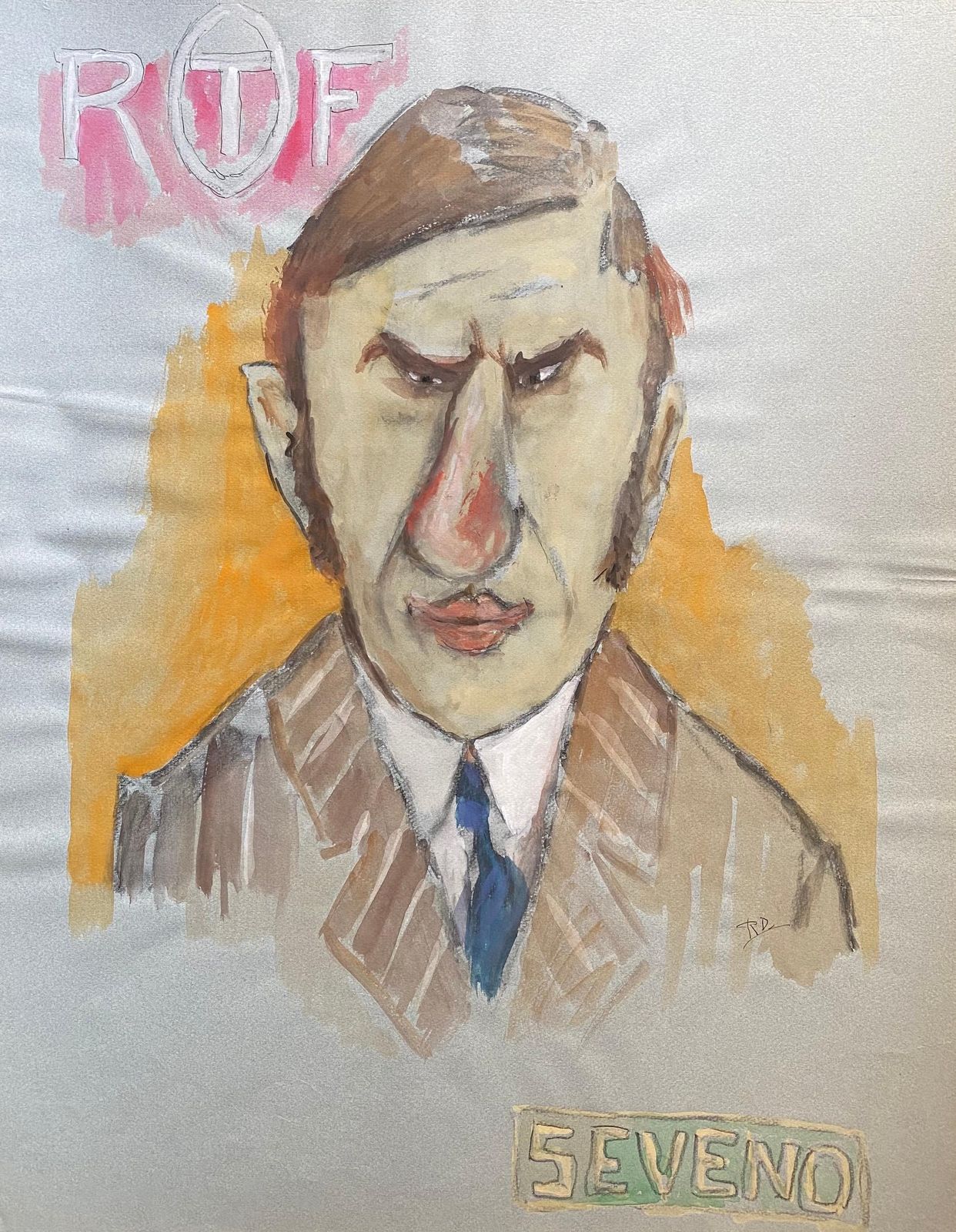 Unknown1960's French Portrait Grumpy Man Caricaturecirca 1960s photo for sale