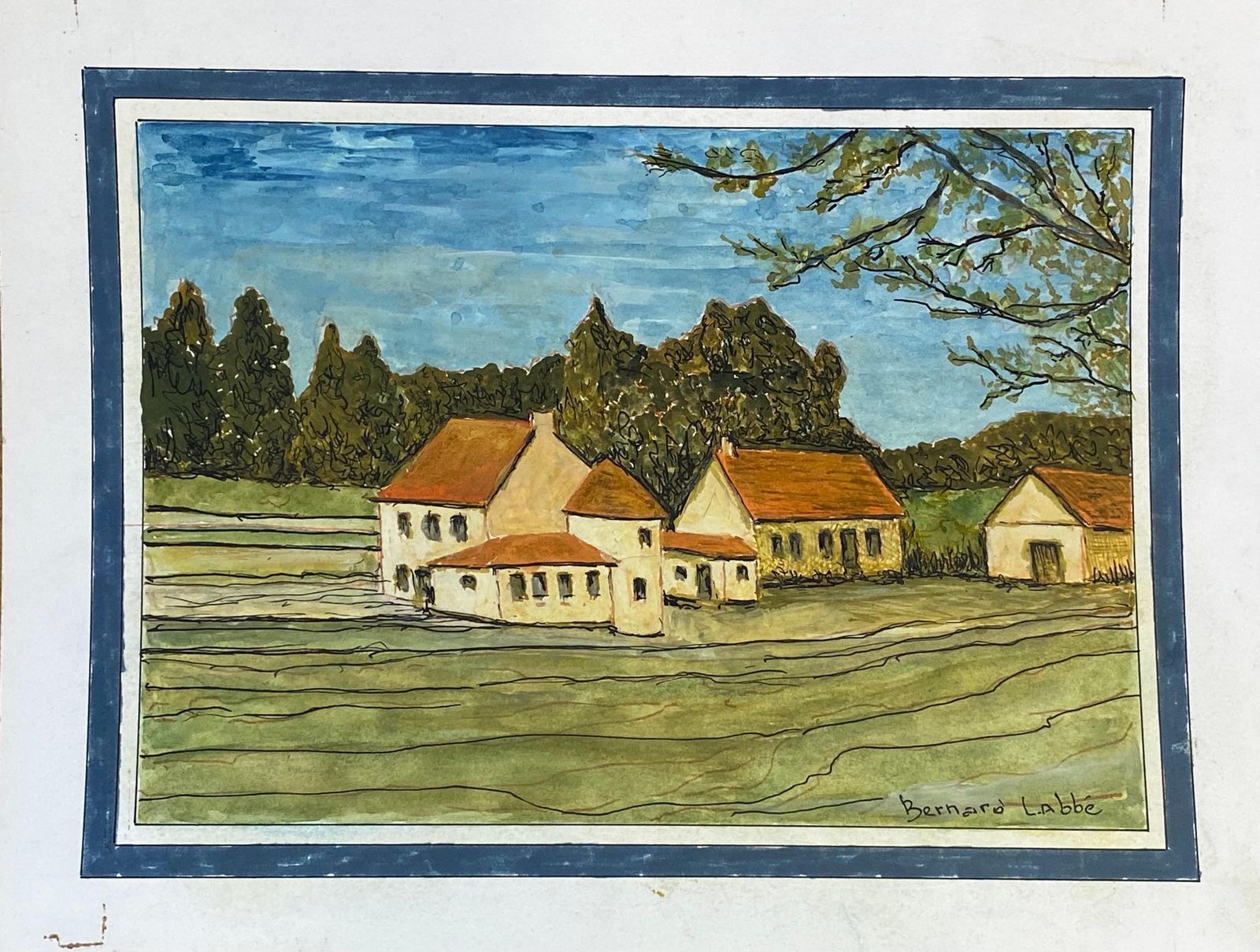 Unknown1950's French Modernist/ Cubist Signed Painting   French Landscape Of Houses1950 photo furniture