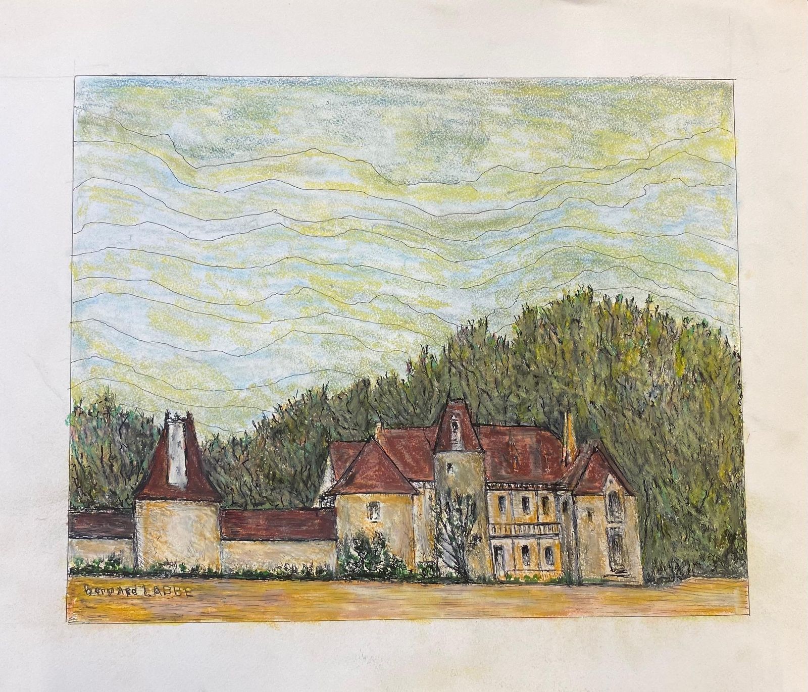Unknown1950's French Modernist/ Cubist Painting Signed, French Chateau1950s photo furniture