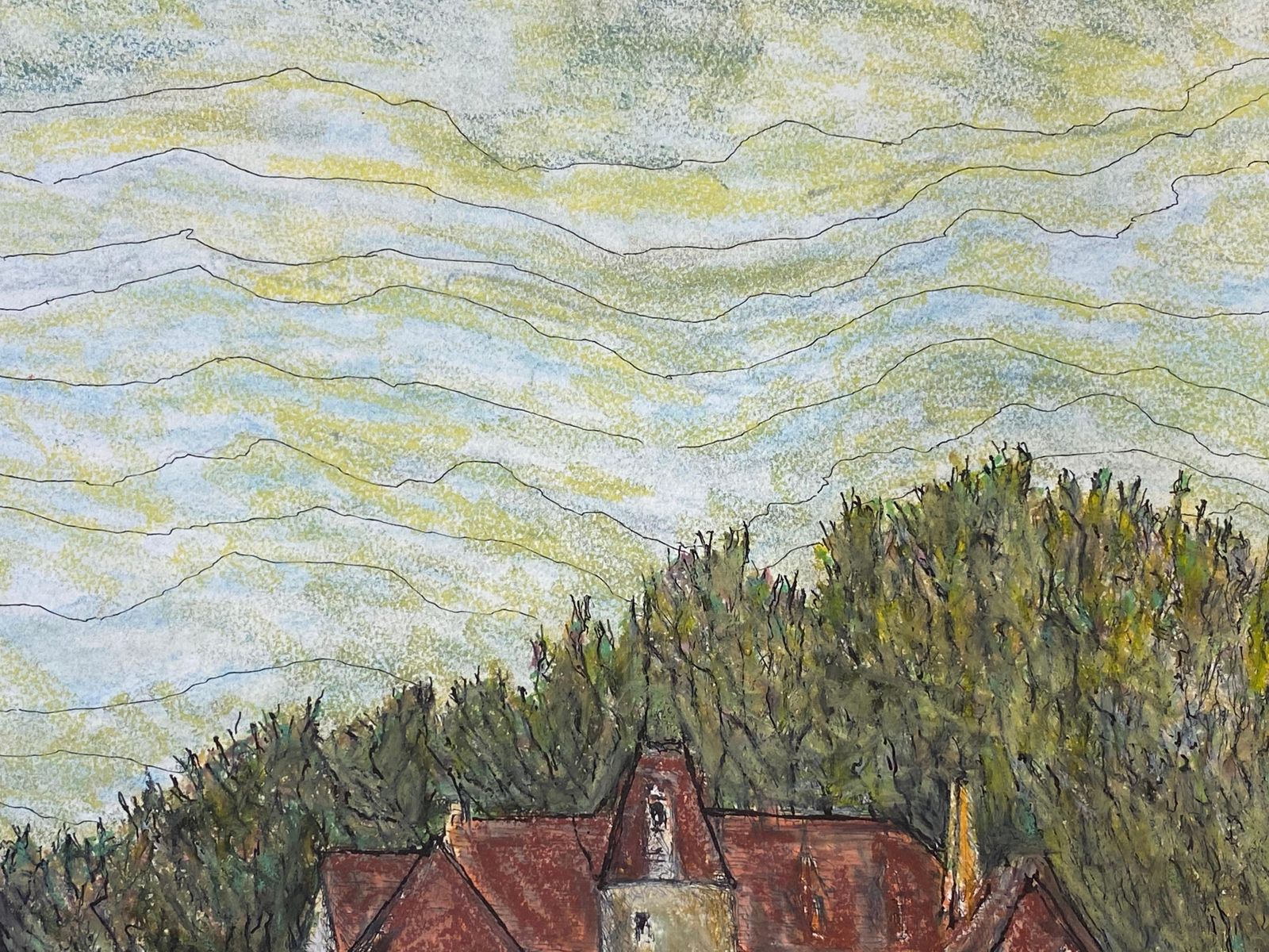 Unknown1950's French Modernist/ Cubist Painting Signed, French Chateau1950s photo Art