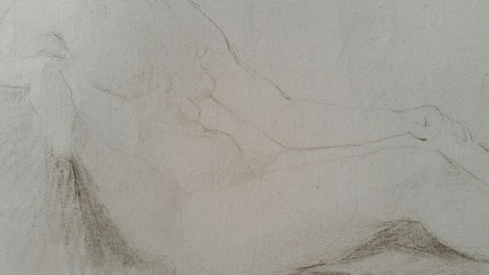 photo for sale Unknownenglish Antique Portrait Sketch Of Reclining Female Nude 'Double Sided'circa 1880 1905